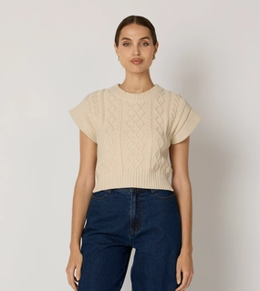 Gigi Cropped Sweater Vest | Cream Flexible Material