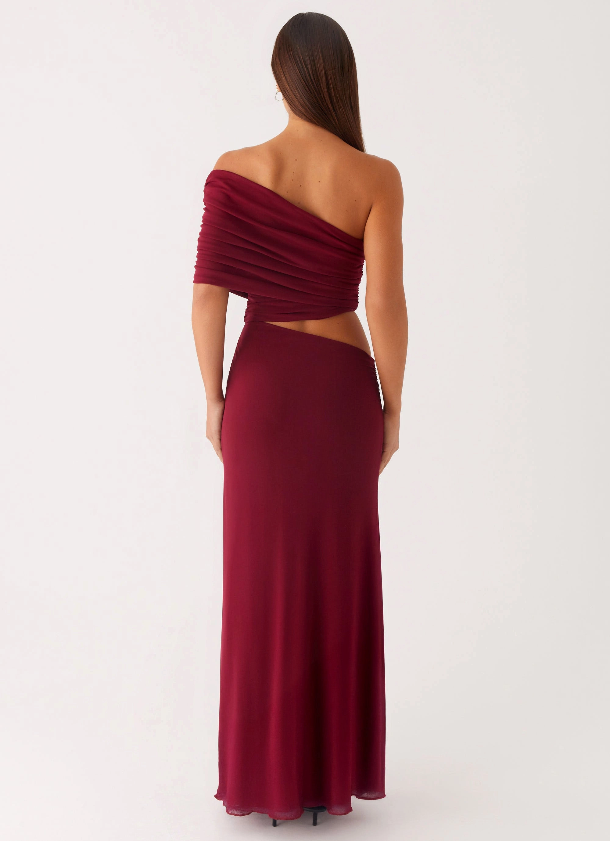 Printed-Fabric Gillian Maxi Dress - Maroon