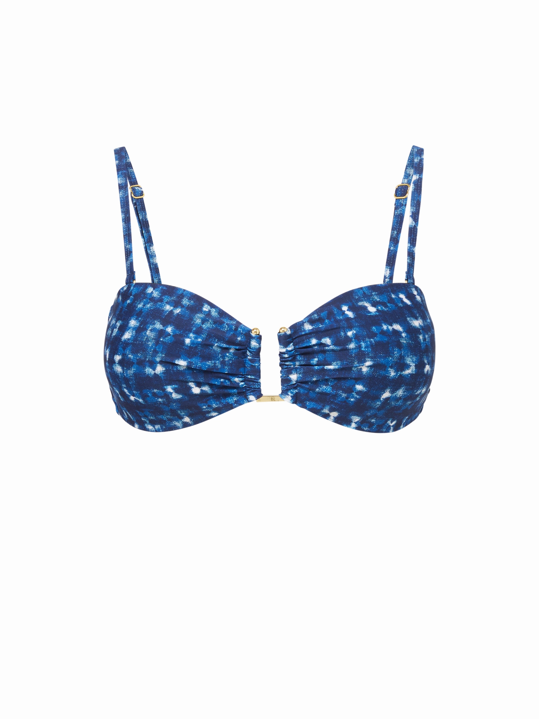 Multi Strap Back Design Seamless Fit Gina Top In Denim Noir