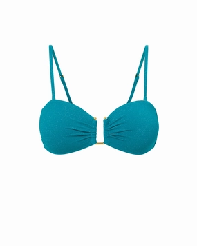 Gina Top In Jungle Green Metallic Pique Buckle-Adjustment Longline-Silhouette