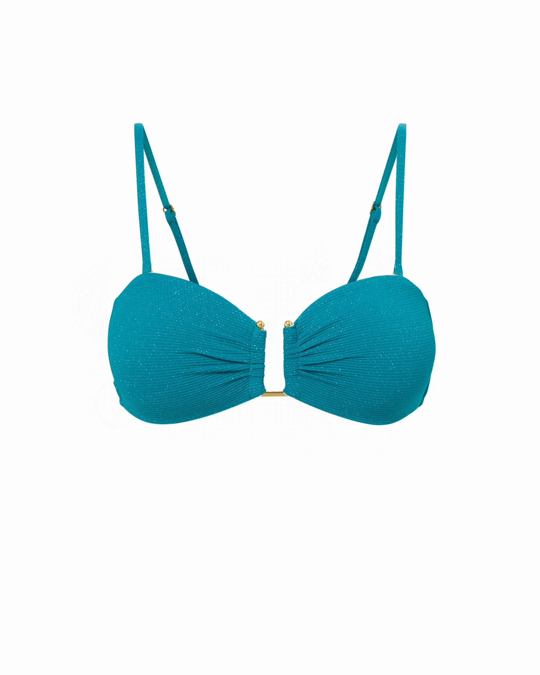 Gina Top In Jungle Green Metallic Pique Wide Back Coverage