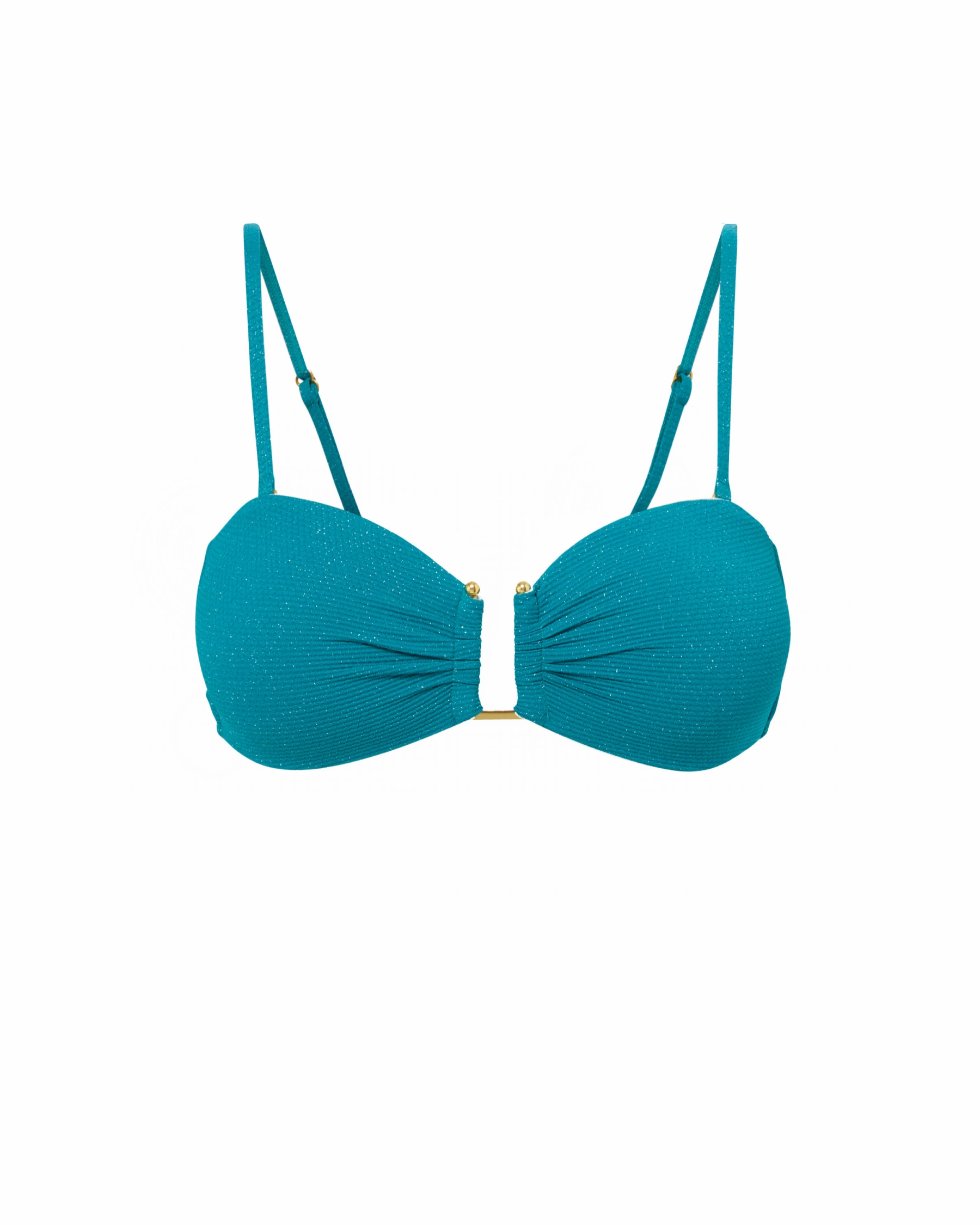 Sunny Vacation Tropical Adventure Gina Top In Jungle Green Metallic Pique