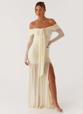 Ginny Maxi Dress - Yellow Neutral Flow