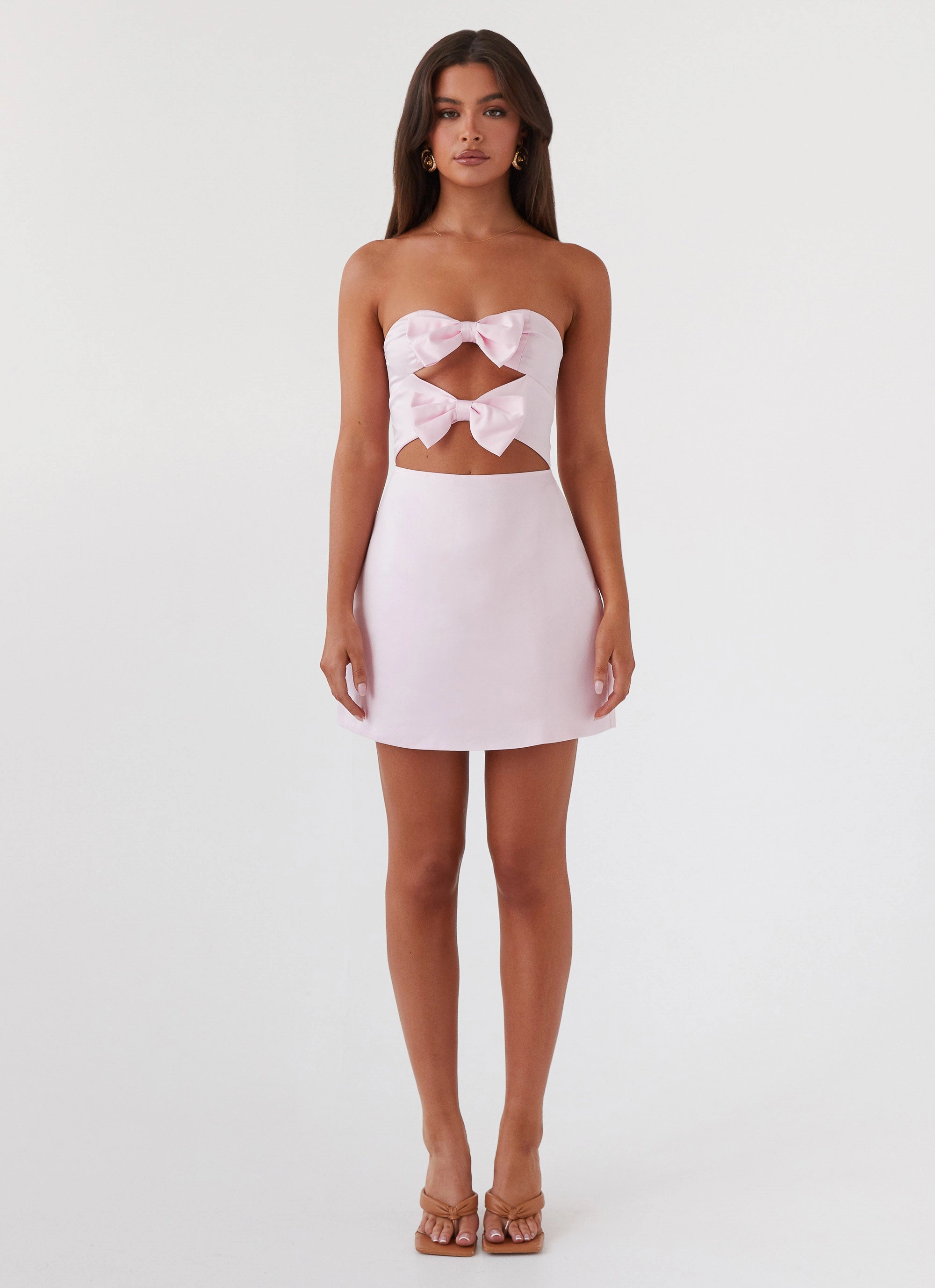 Girl Crush Bow Mini Dress - Pink Removable-Straps Lounge Comfort