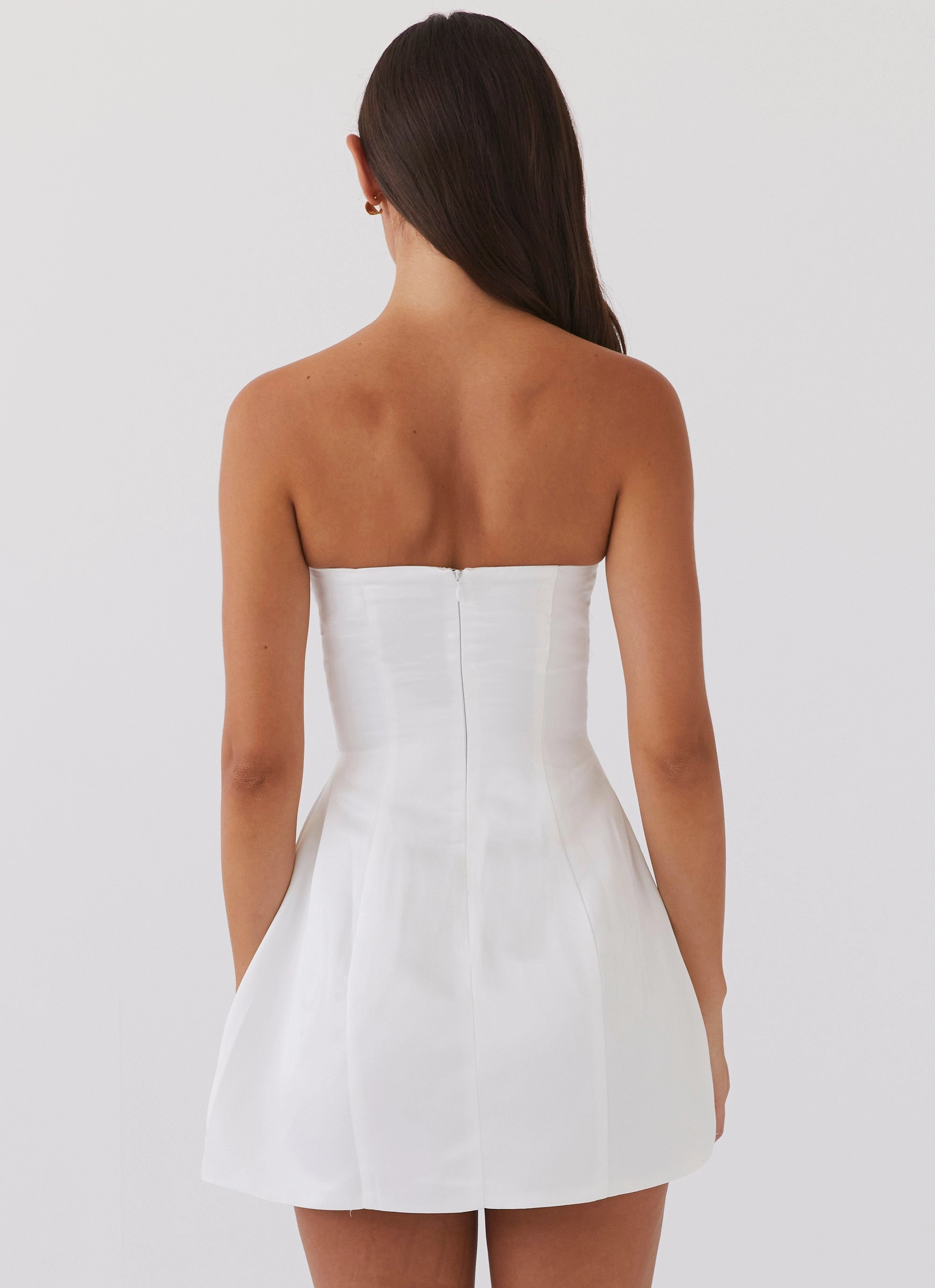 Girl Crush Bow Mini Dress - White Artistic Detail