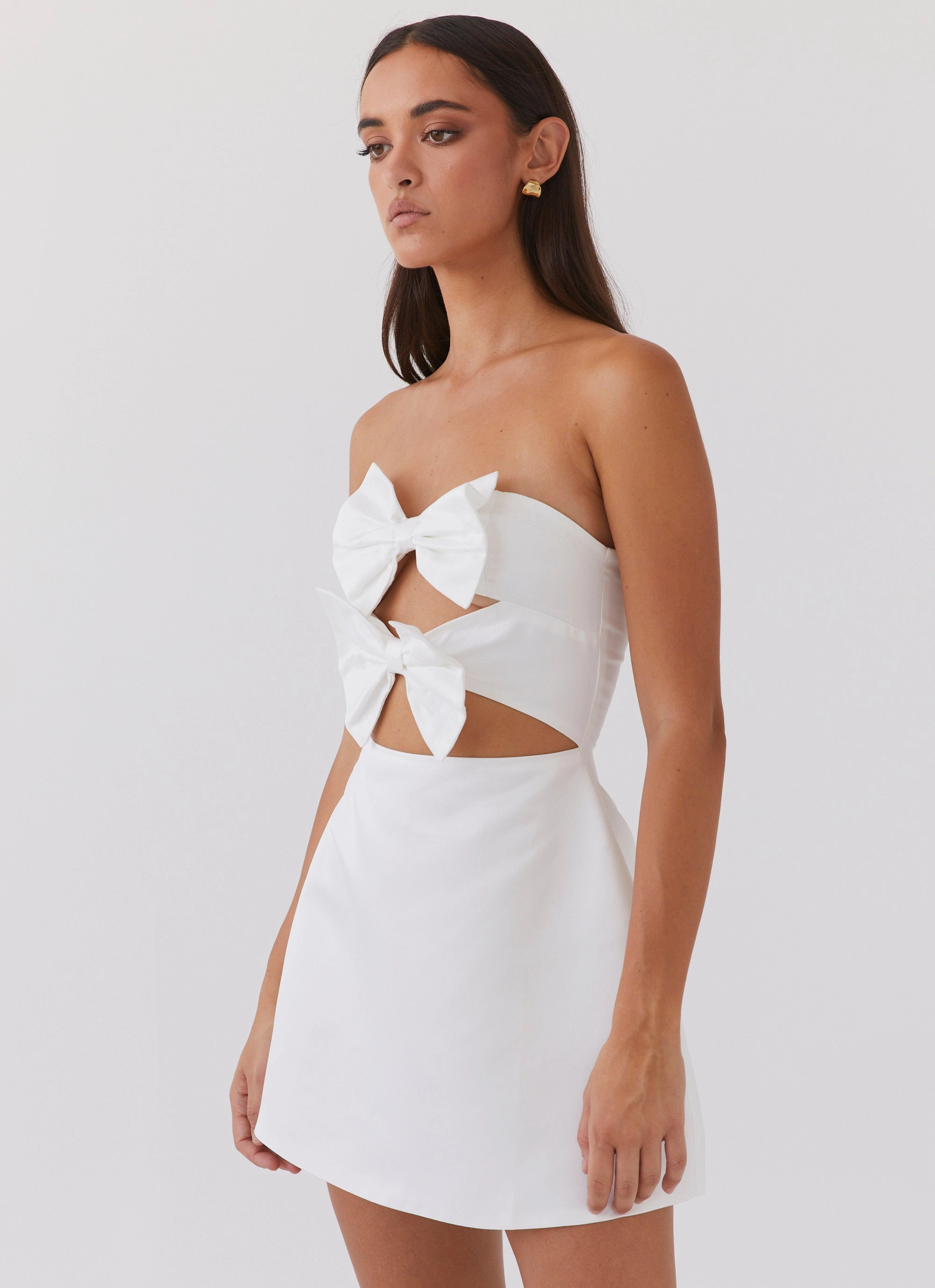 Girl Crush Bow Mini Dress - White Timeless Design