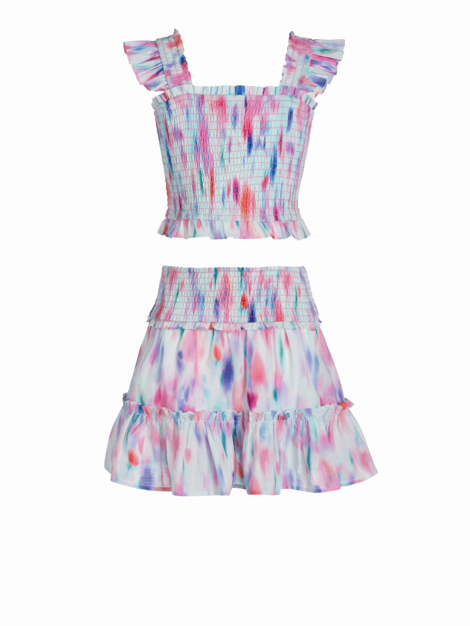 Girls Kayla Skirt Set In Hazy Ikat Seafoam Skinny Fit Versatile Design