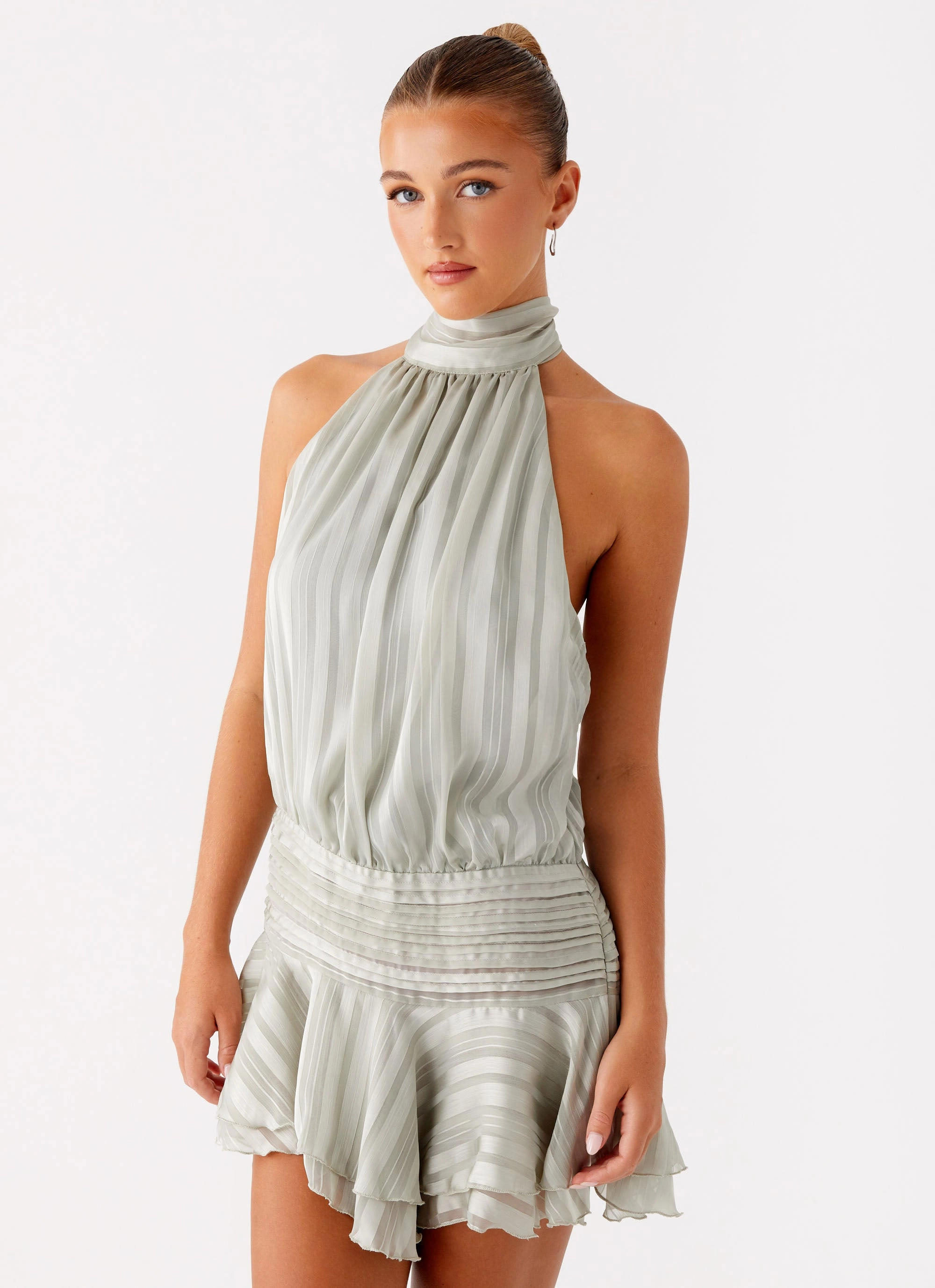 Comfort and style Stylish Wear Willow Chiffon Mini Dress - Green