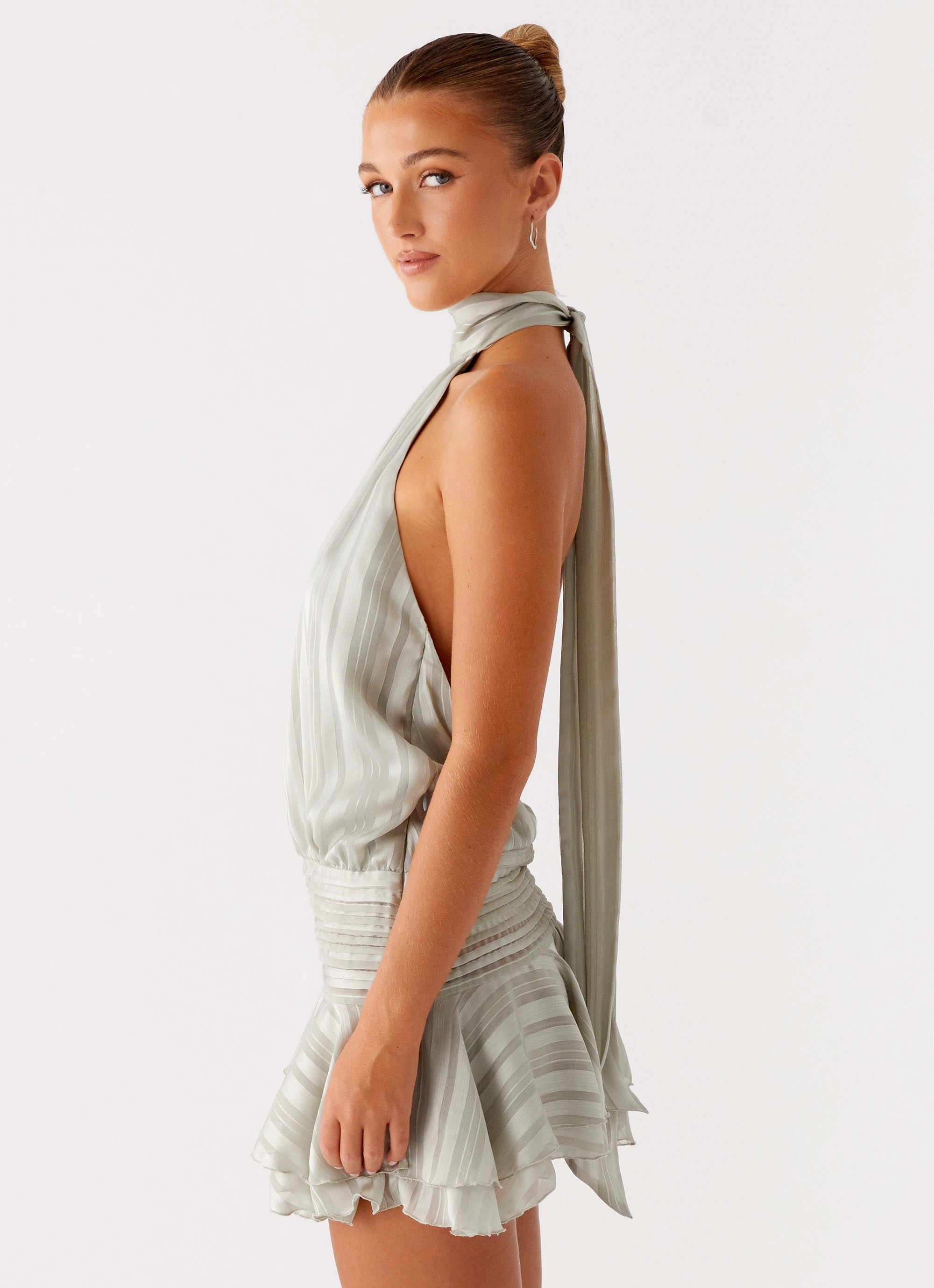 Willow Chiffon Mini Dress - Green Cute Touch