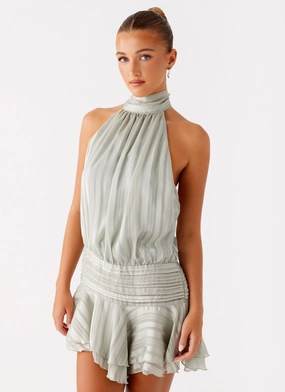 Flattering Silhouette Wear Willow Chiffon Mini Dress - Green