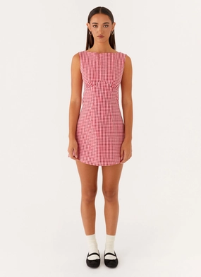 Lotus Tie Back Mini Dress - Red Gingham Outdoor Style