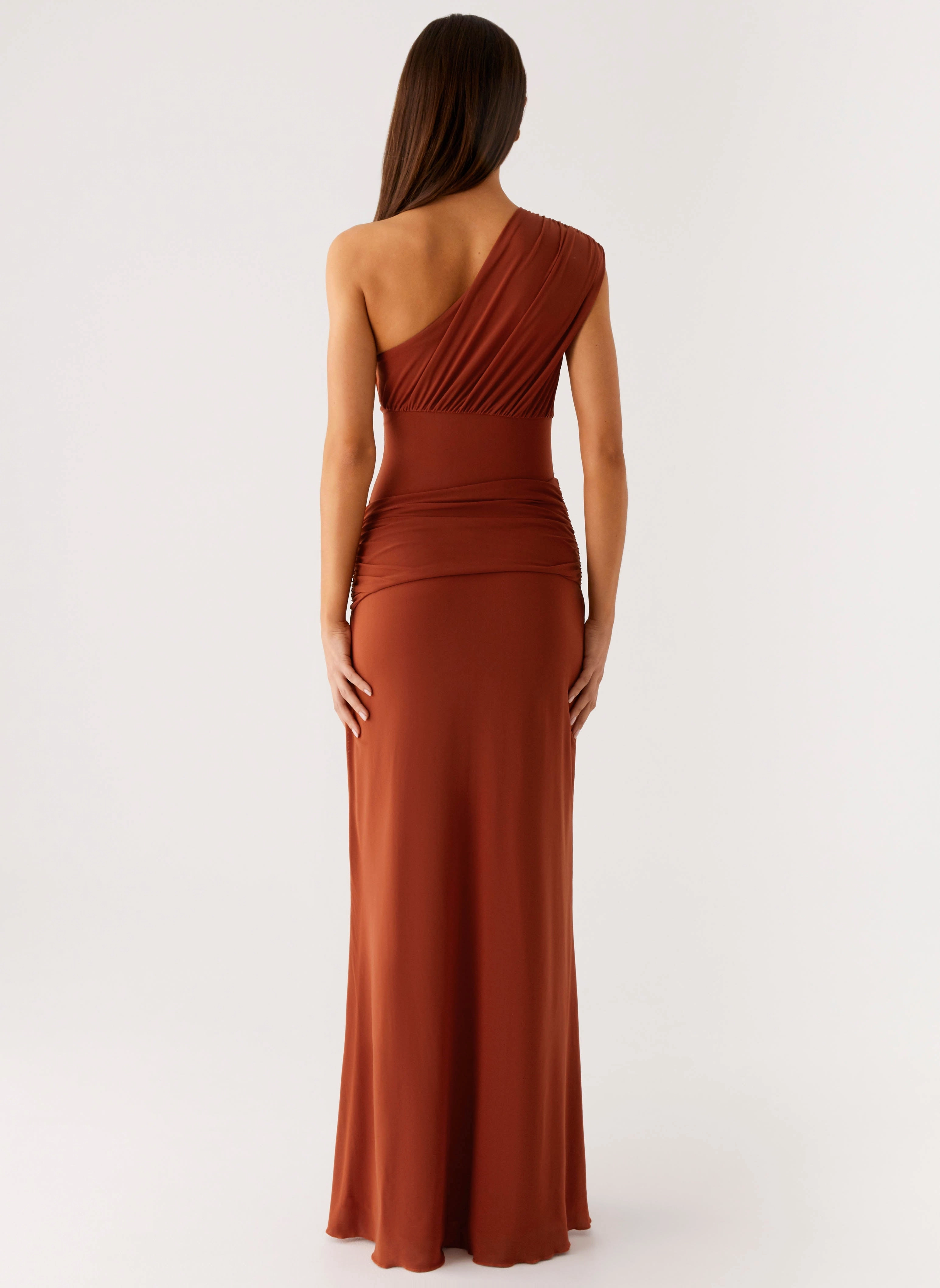 Breathable Pleat Breeze Glimmer Maxi Dress - Rust