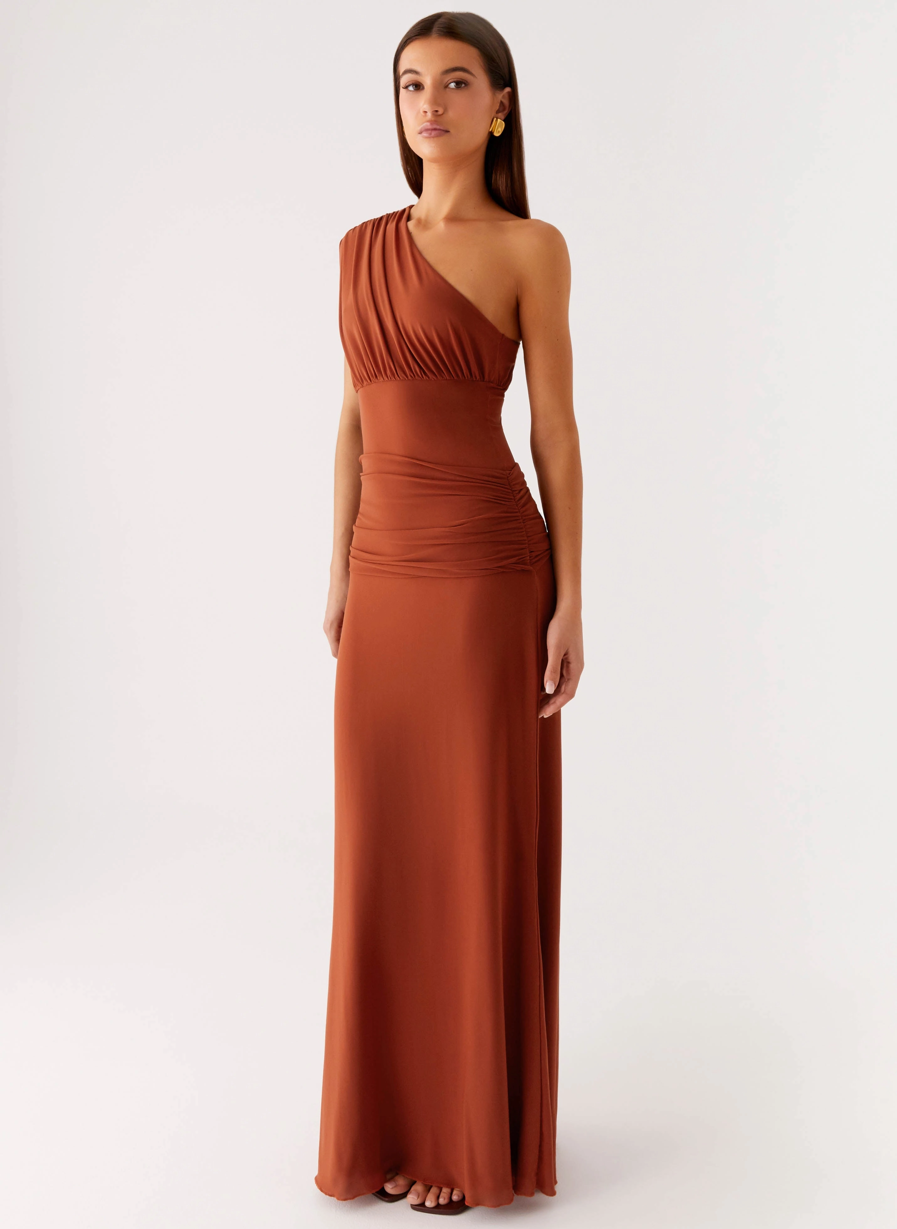 Color Glow Glimmer Maxi Dress - Rust