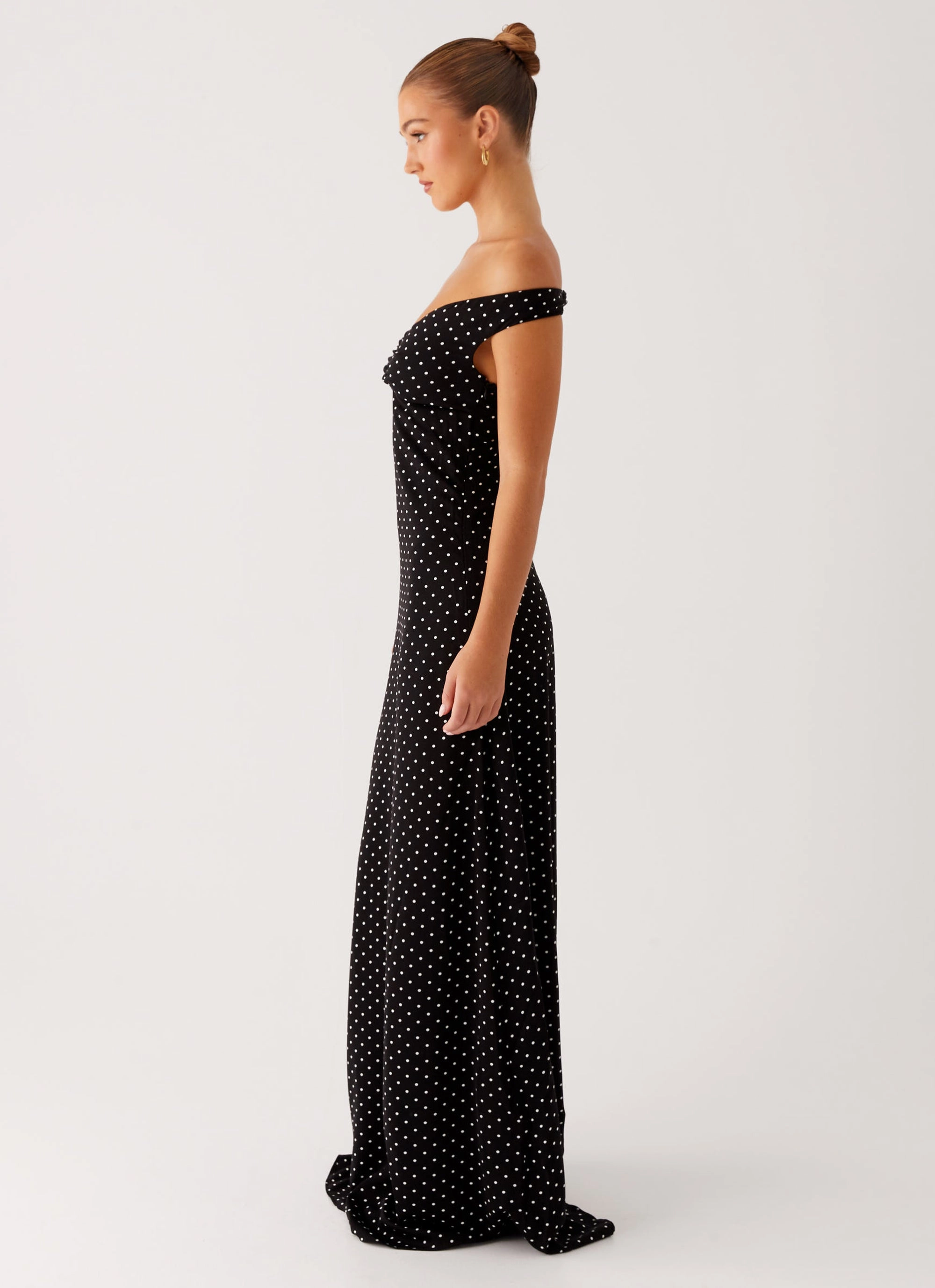 Melany Maxi Dress - Black Polka Dot Soul Warm Light Fit