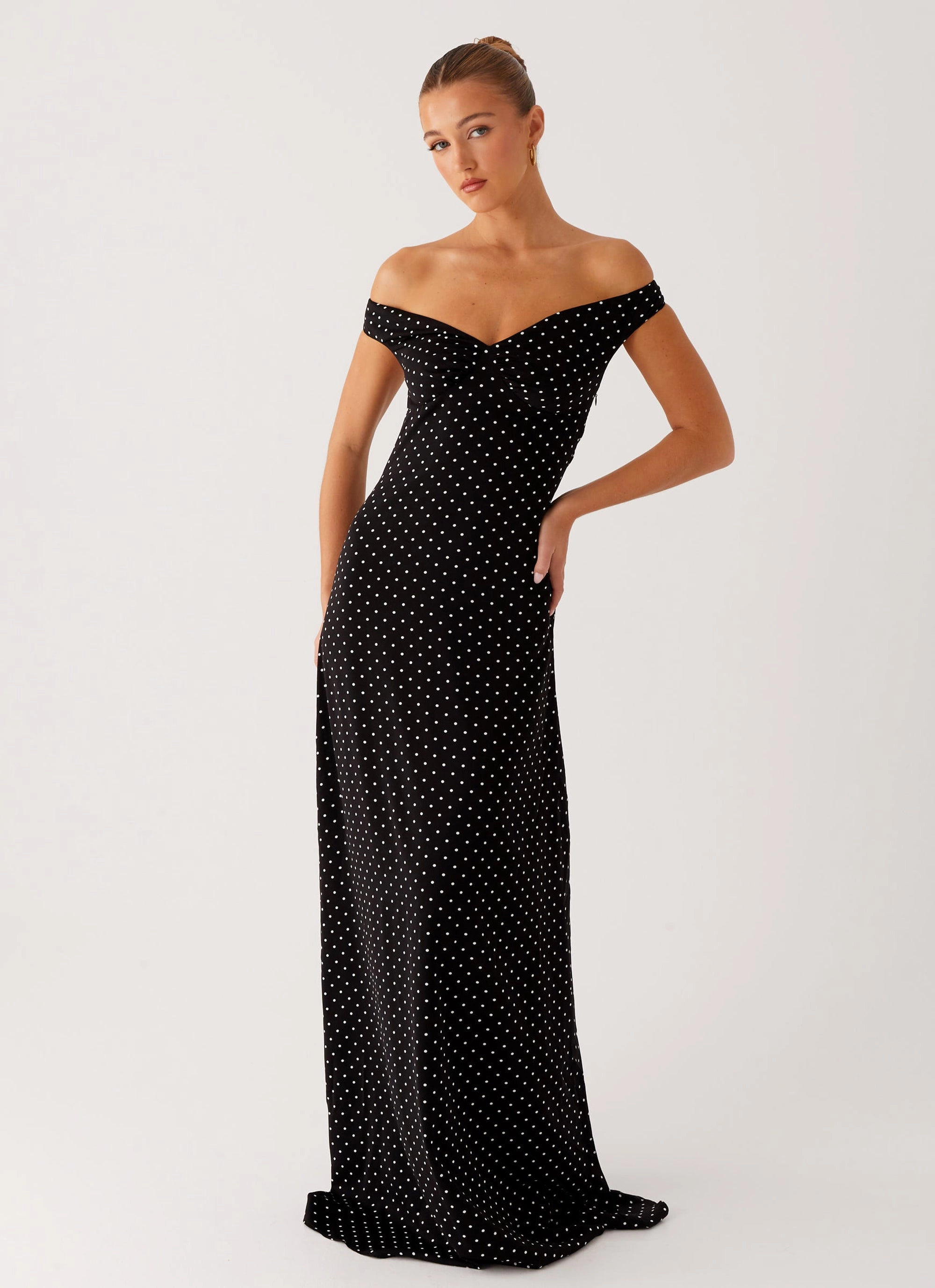 Melany Maxi Dress - Black Polka Dot Fashion Forward Must Have