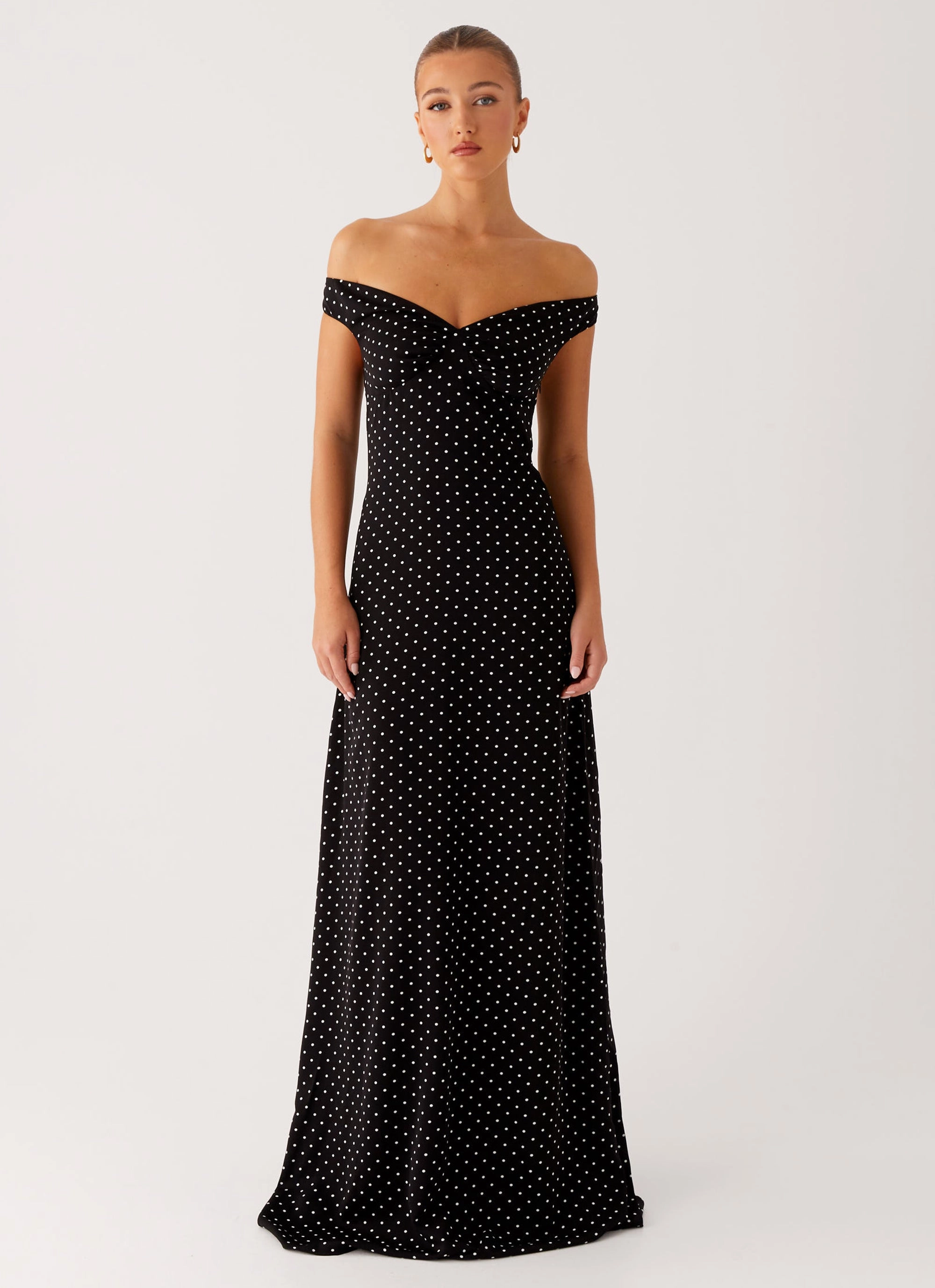Visual Balance Dreamy Touch Melany Maxi Dress - Black Polka Dot