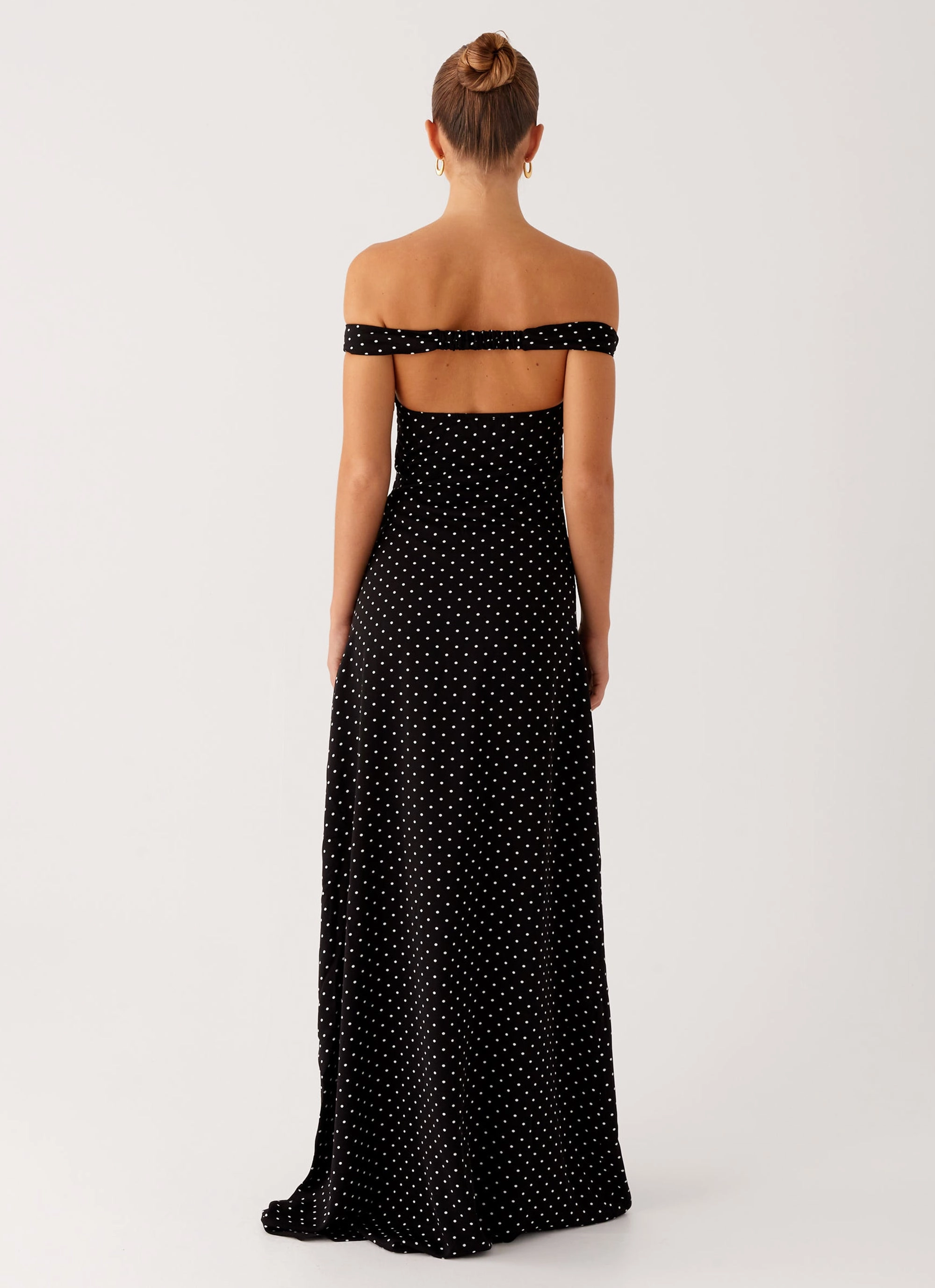 Melany Maxi Dress - Black Polka Dot Balanced Texture Layered Comfort