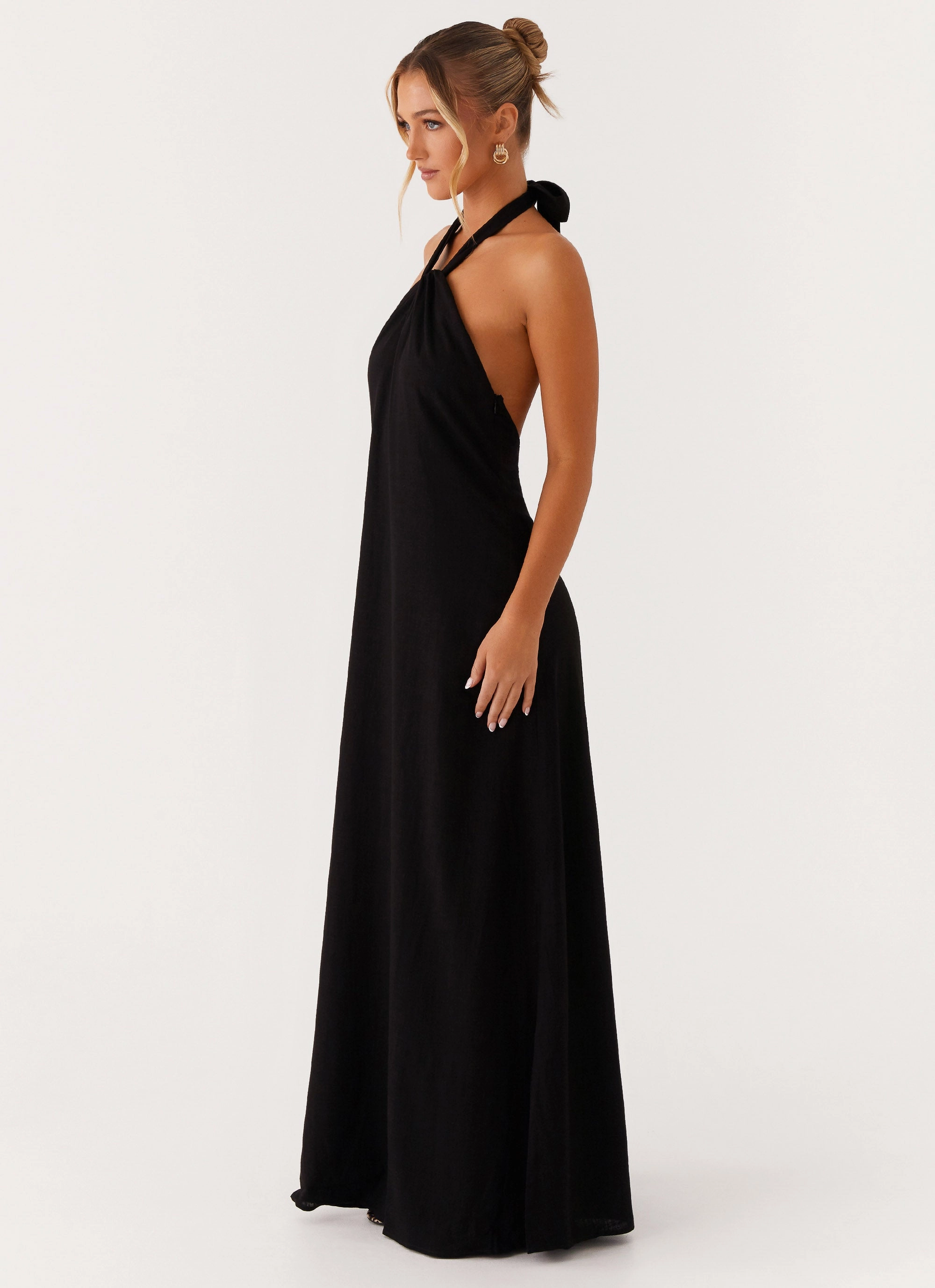 Walkable Flow Golden Child Linen Maxi Dress - Black