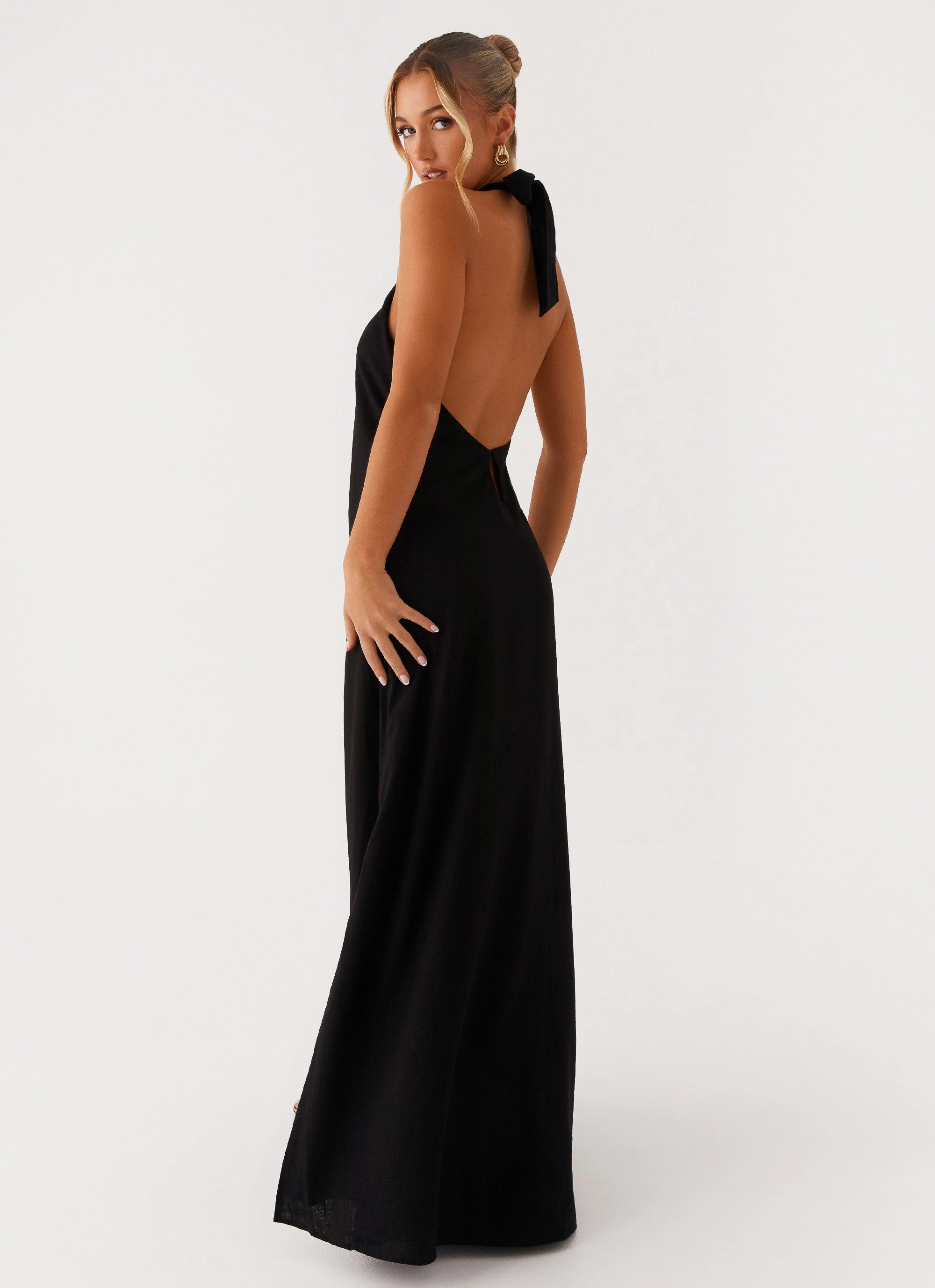 Golden Child Linen Maxi Dress - Black Artisanal-Detail