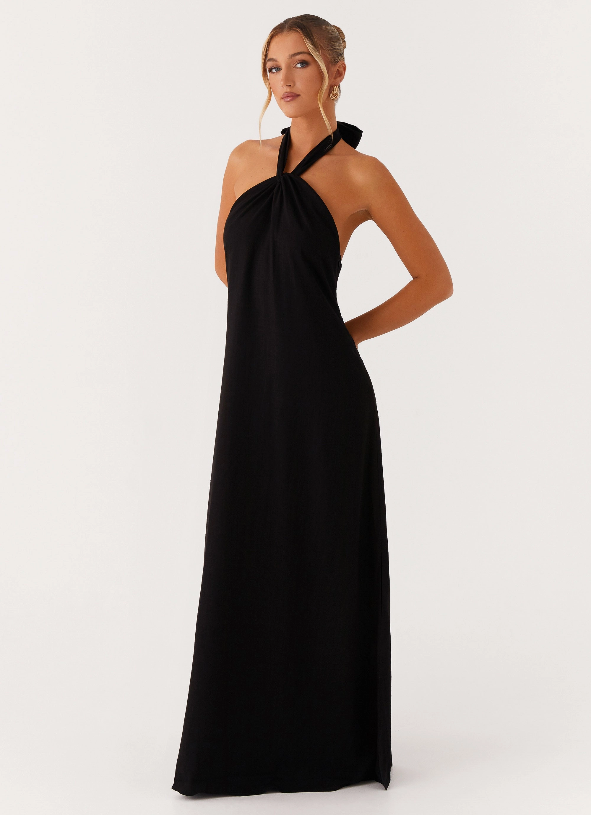 Golden Child Linen Maxi Dress - Black Organic-Fabric