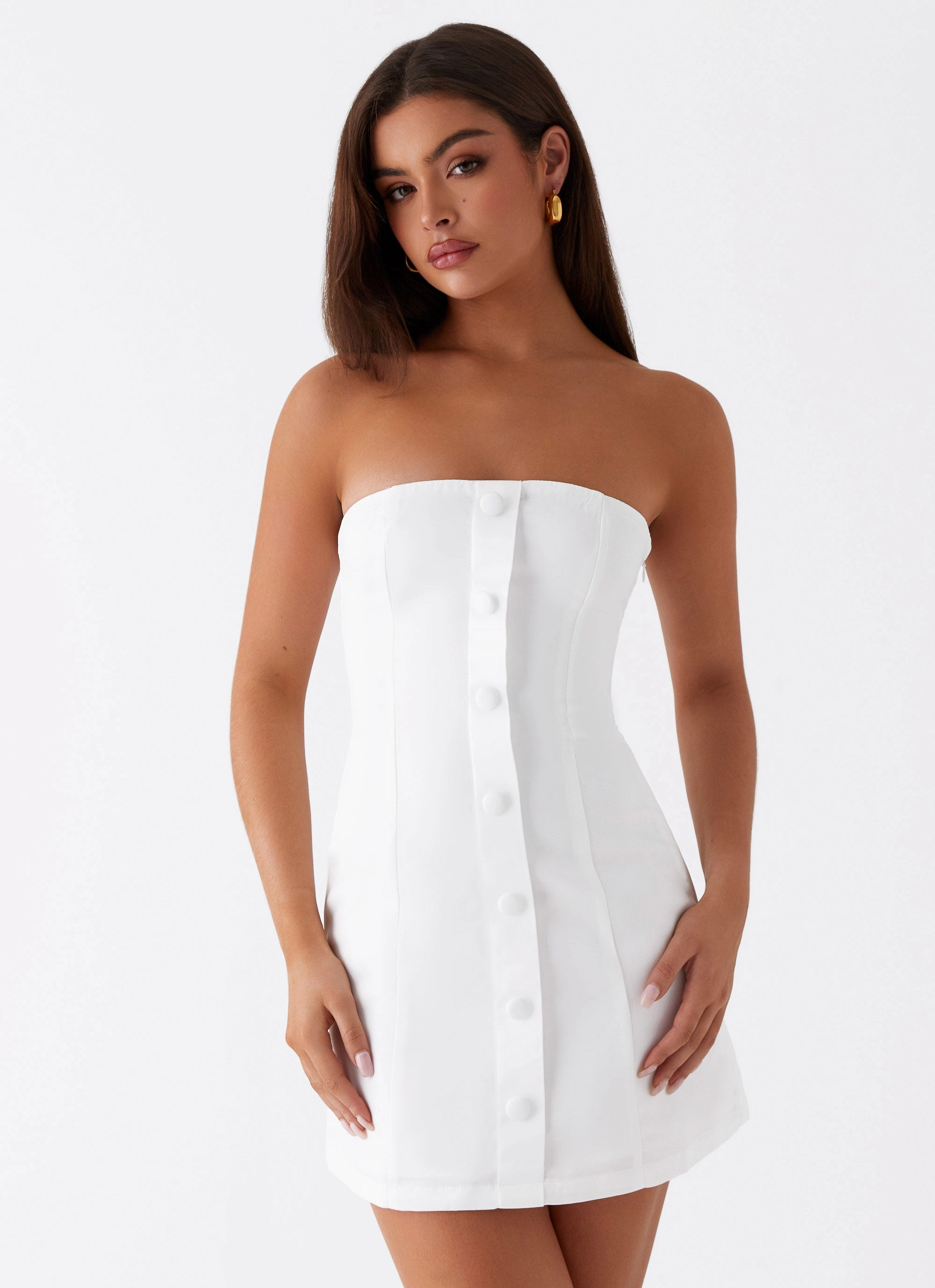 Good Lies Mini Dress - White Basic essential Cozy Drape