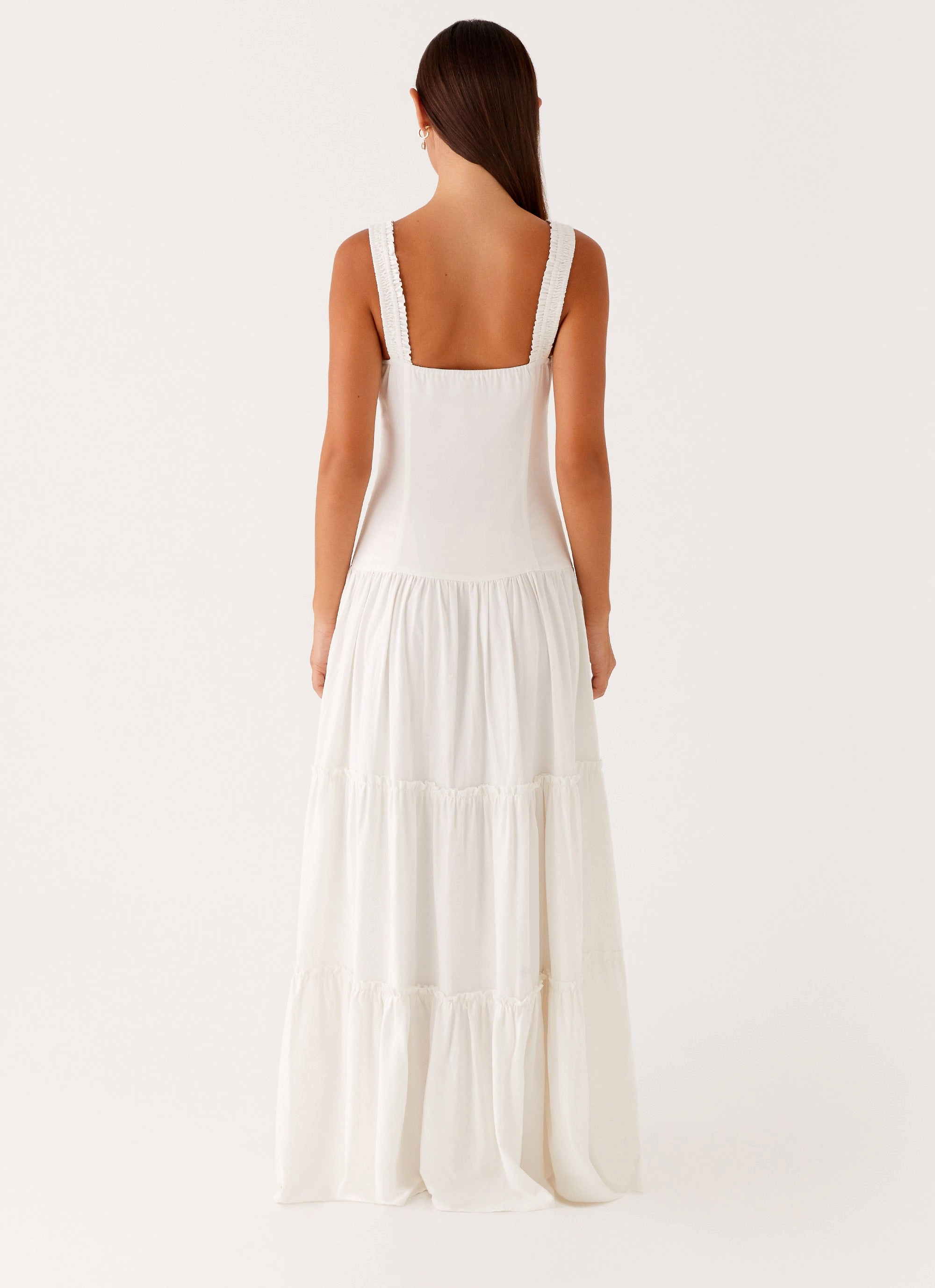 Esme Maxi Dress - White velvet feel AntiFrayEdging
