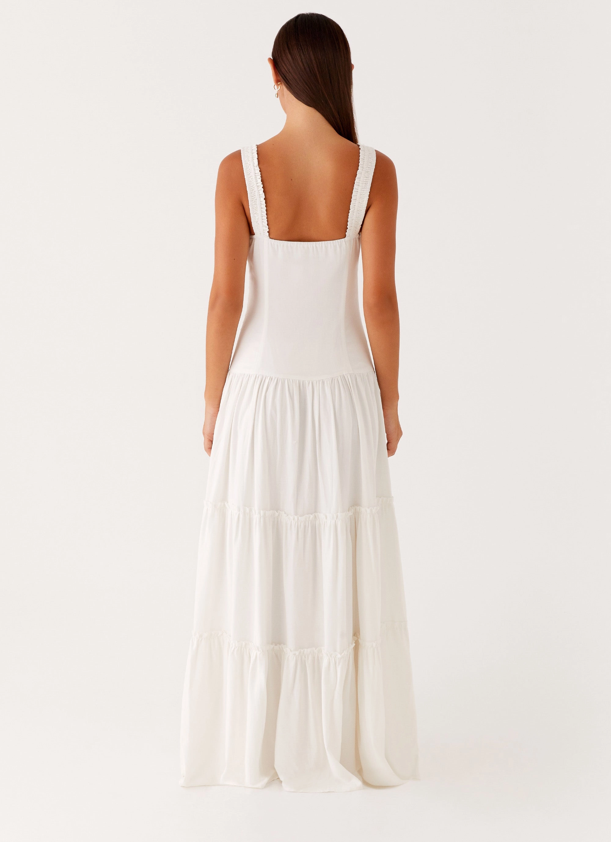 Esme Maxi Dress - White Textured Surface Artistic Flair