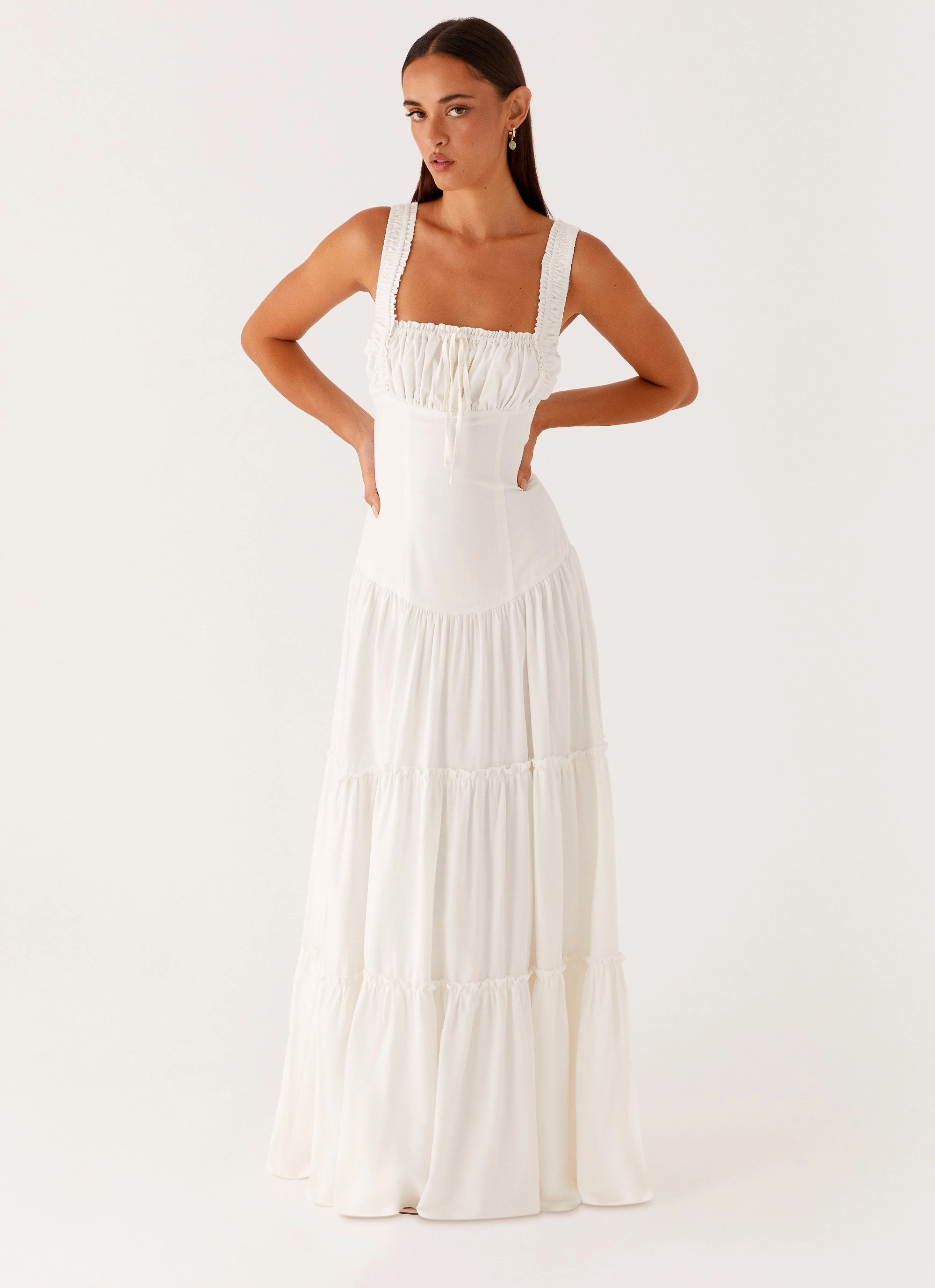 Esme Maxi Dress - White Soft and Relaxed Comfortable Cut