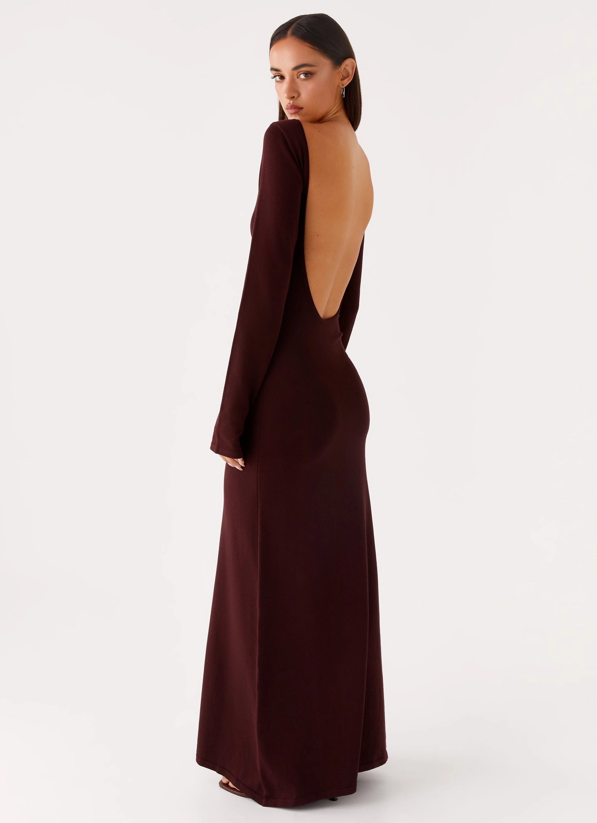Modern Appearance Work Look Adora Long Sleeve Knit Maxi Dress - Chocolate