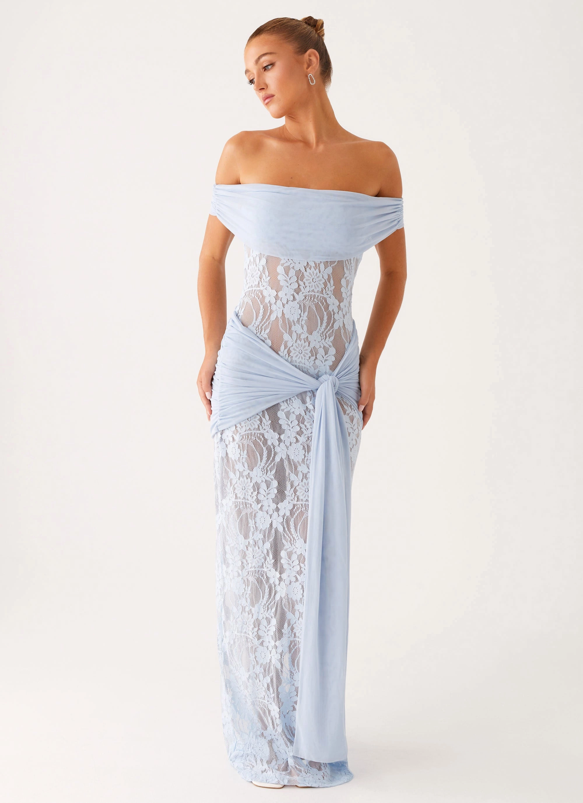 Gracie Twist Maxi Dress - Blue Shine Finish Casual-Look