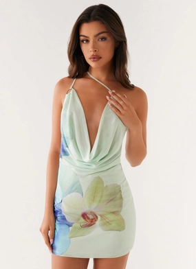 Bohemian Bliss Mesh Mini Dress - Green Floral Fit for All Seasons