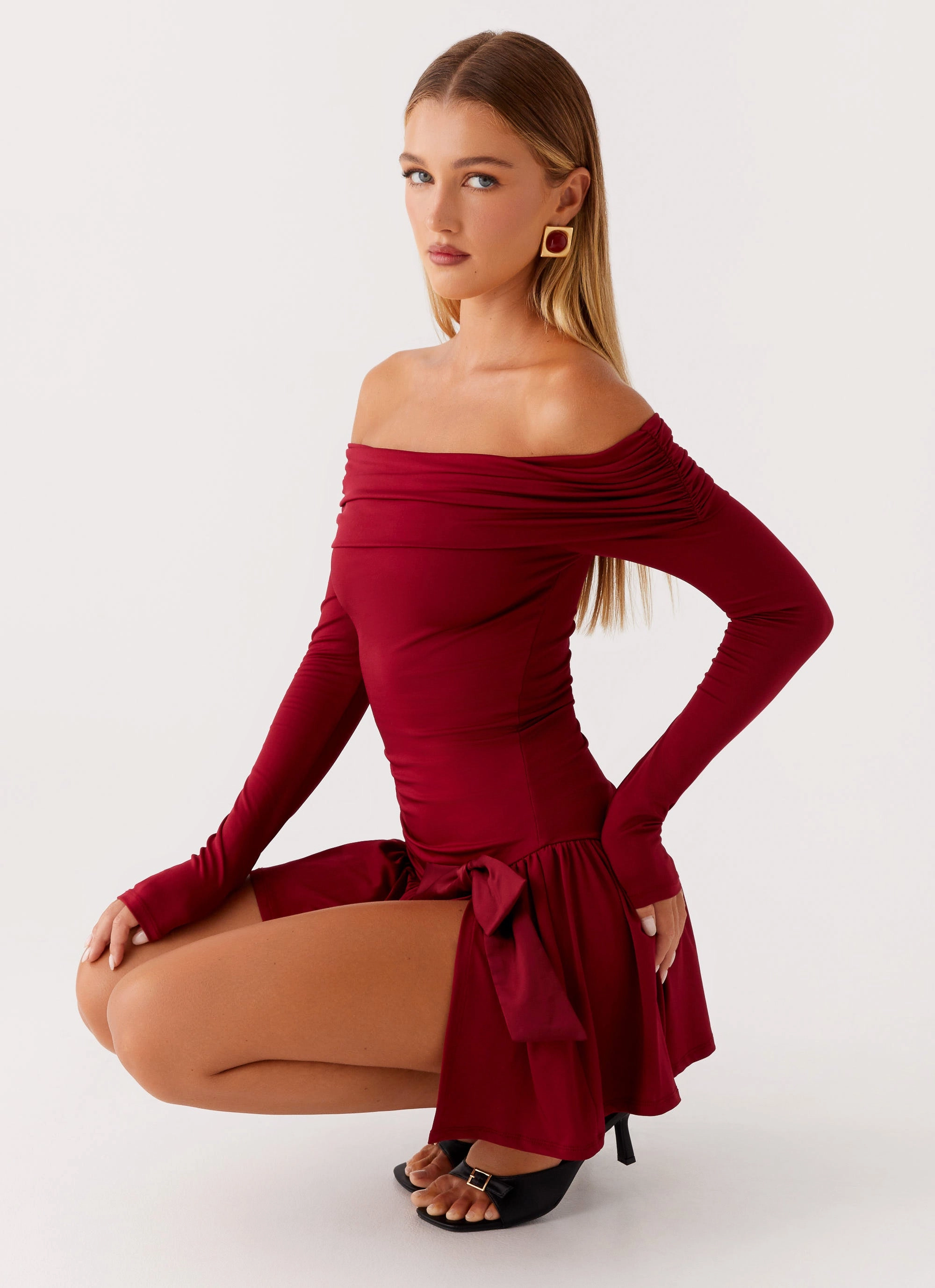 Grazia Mini Dress - Red City Layering Comfy and Elegant