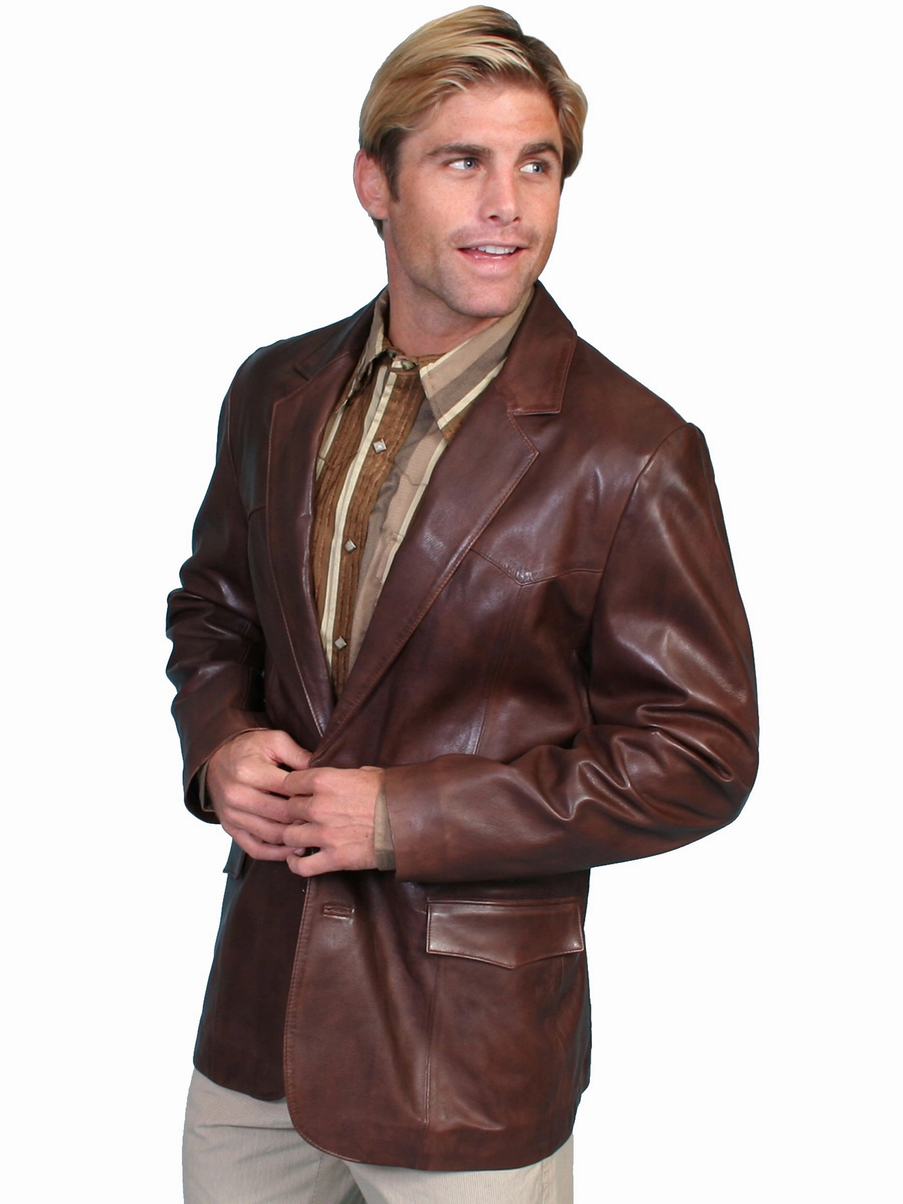 Scully Leather Mens Western Lambskin Blazer Chocolate RipResistant Reinforcement