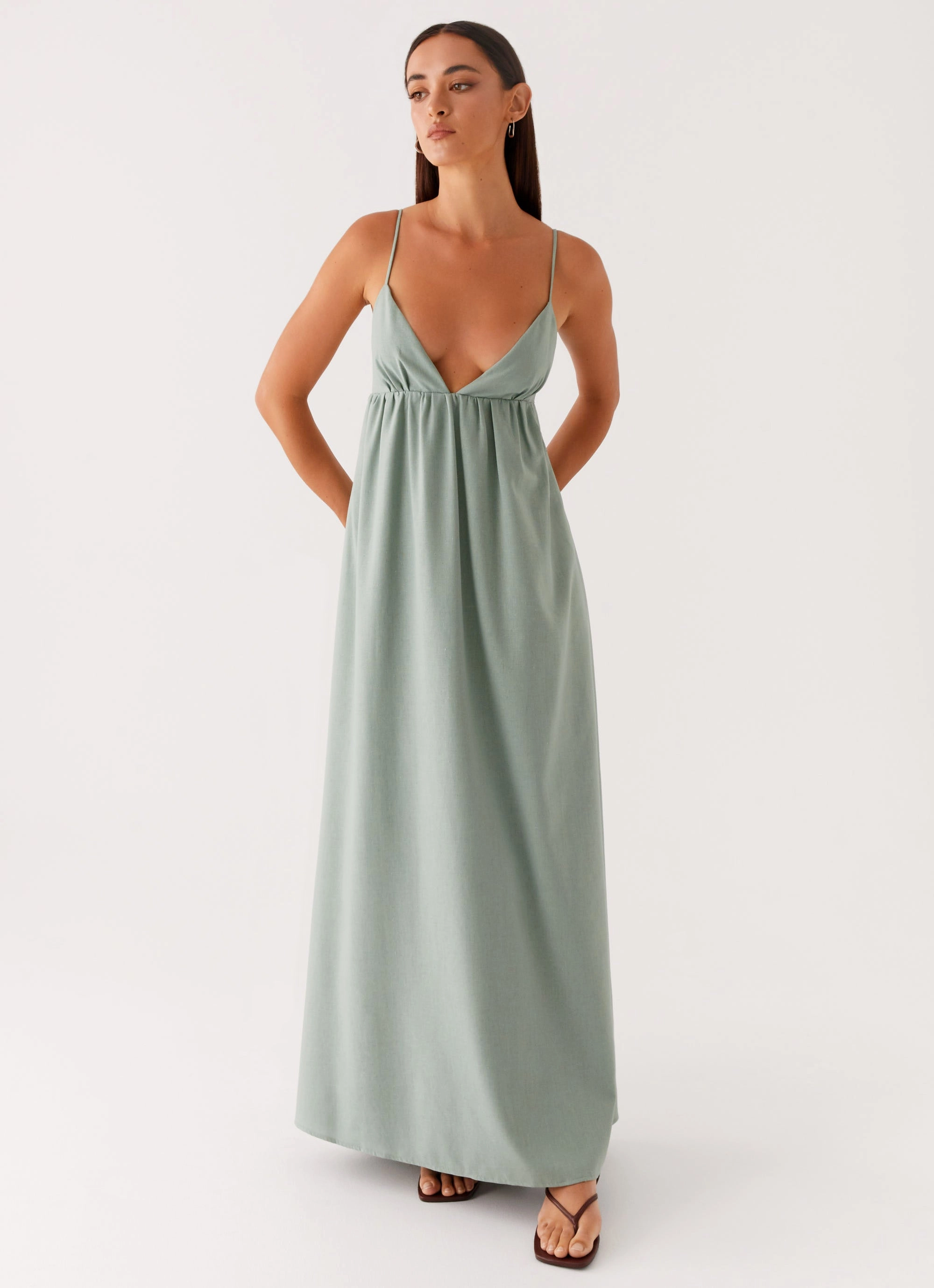 Greer Maxi Dress - Sage Silky-Feel