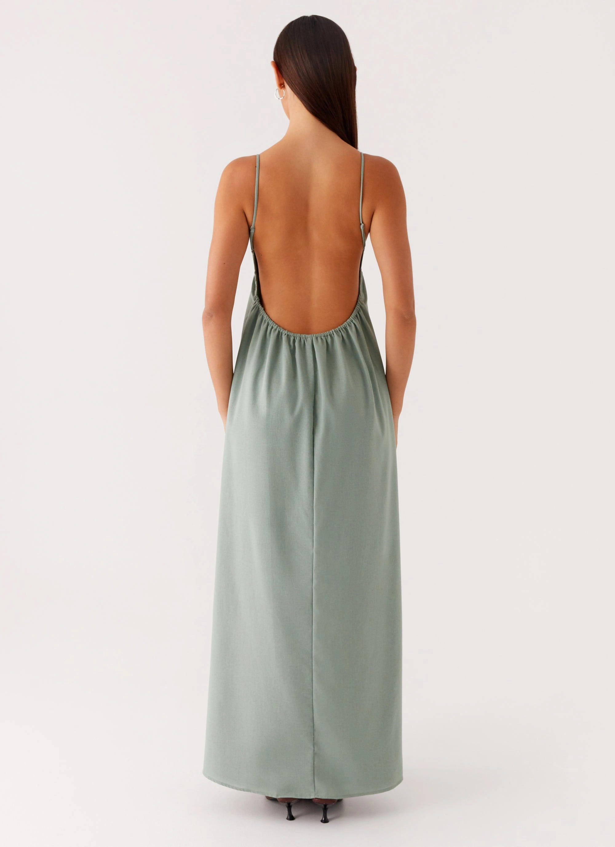 Greer Maxi Dress - Sage Subtle Finish Sharp Fit