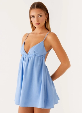 Greer Mini Dress - Blue Calm Aesthetic Calm Texture