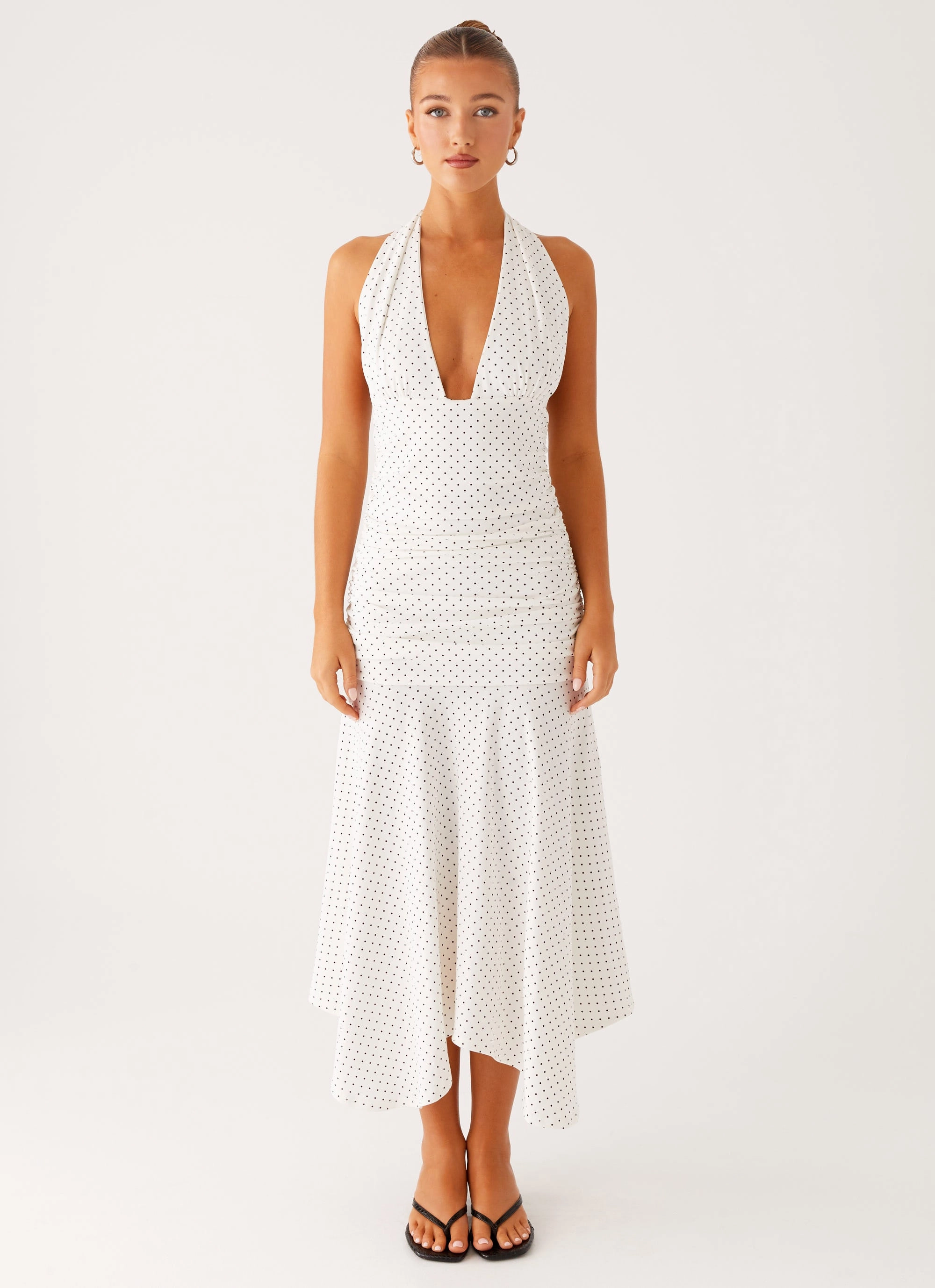 Grettana Halter Neck Midi Dress - White Polka Dot Everyday Use