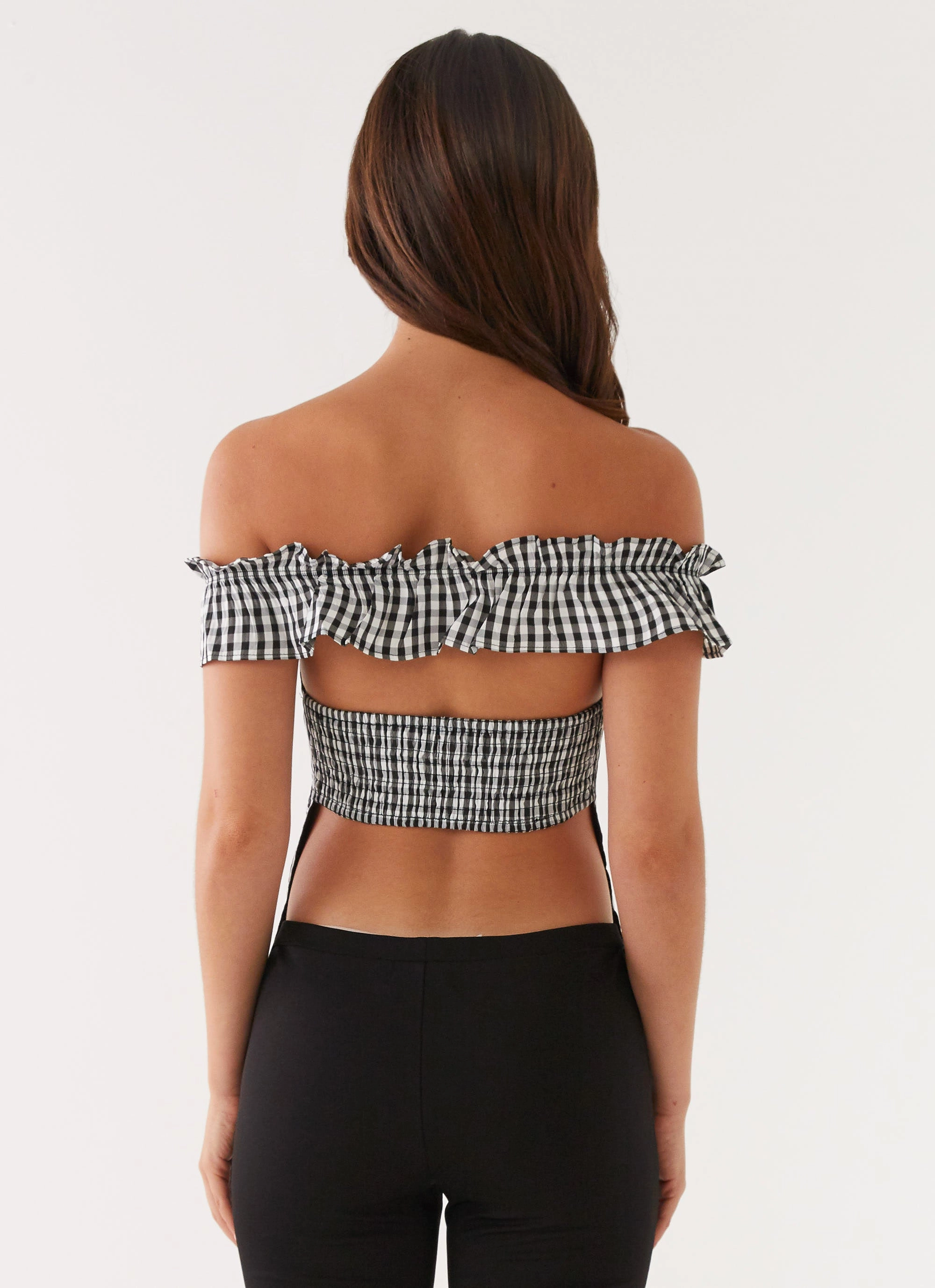 Gwyneth Top - Black Gingham Midweight Texture