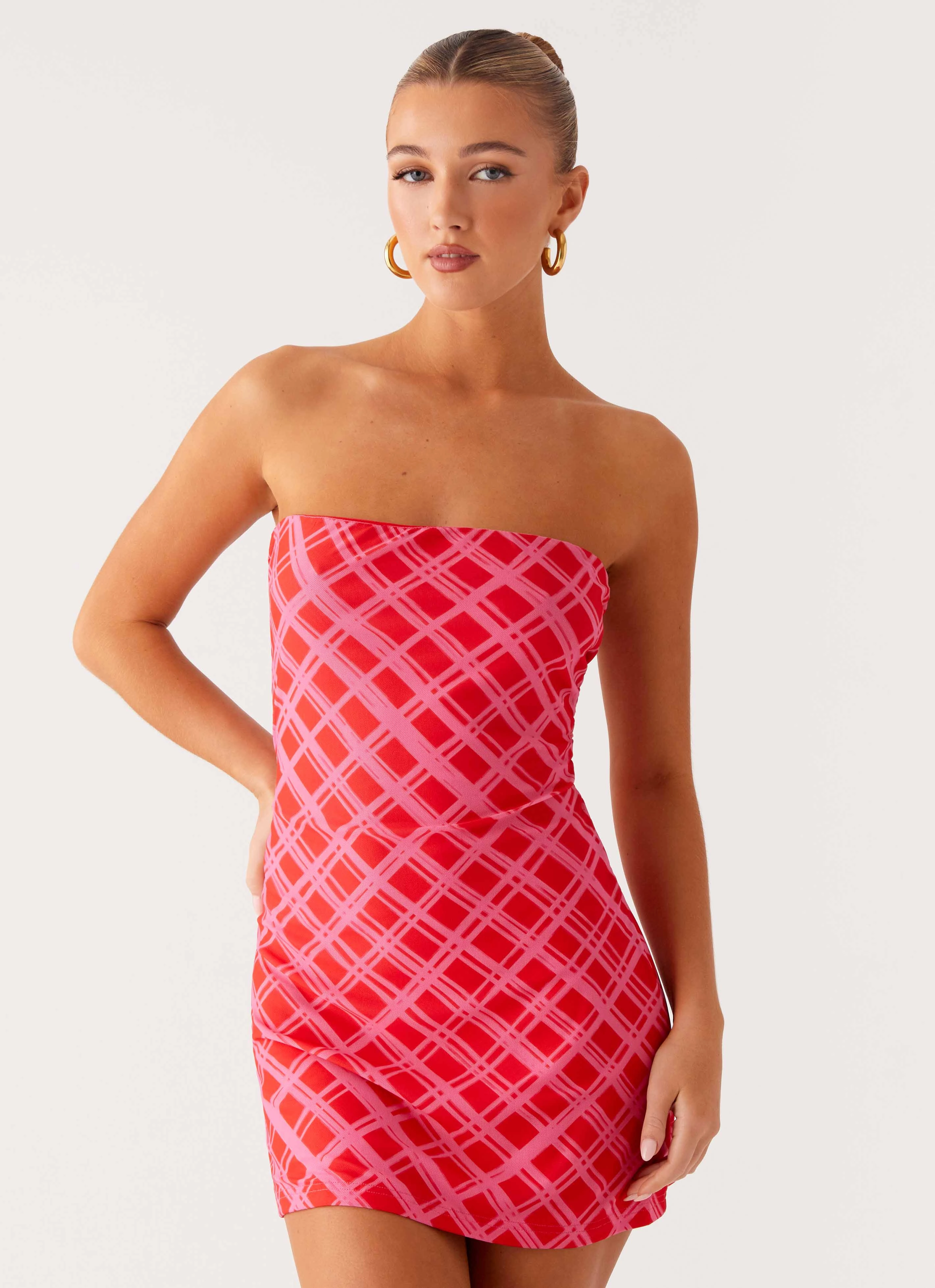 Hamilton Mini Dress - Pink Check AntiStaticMaterial