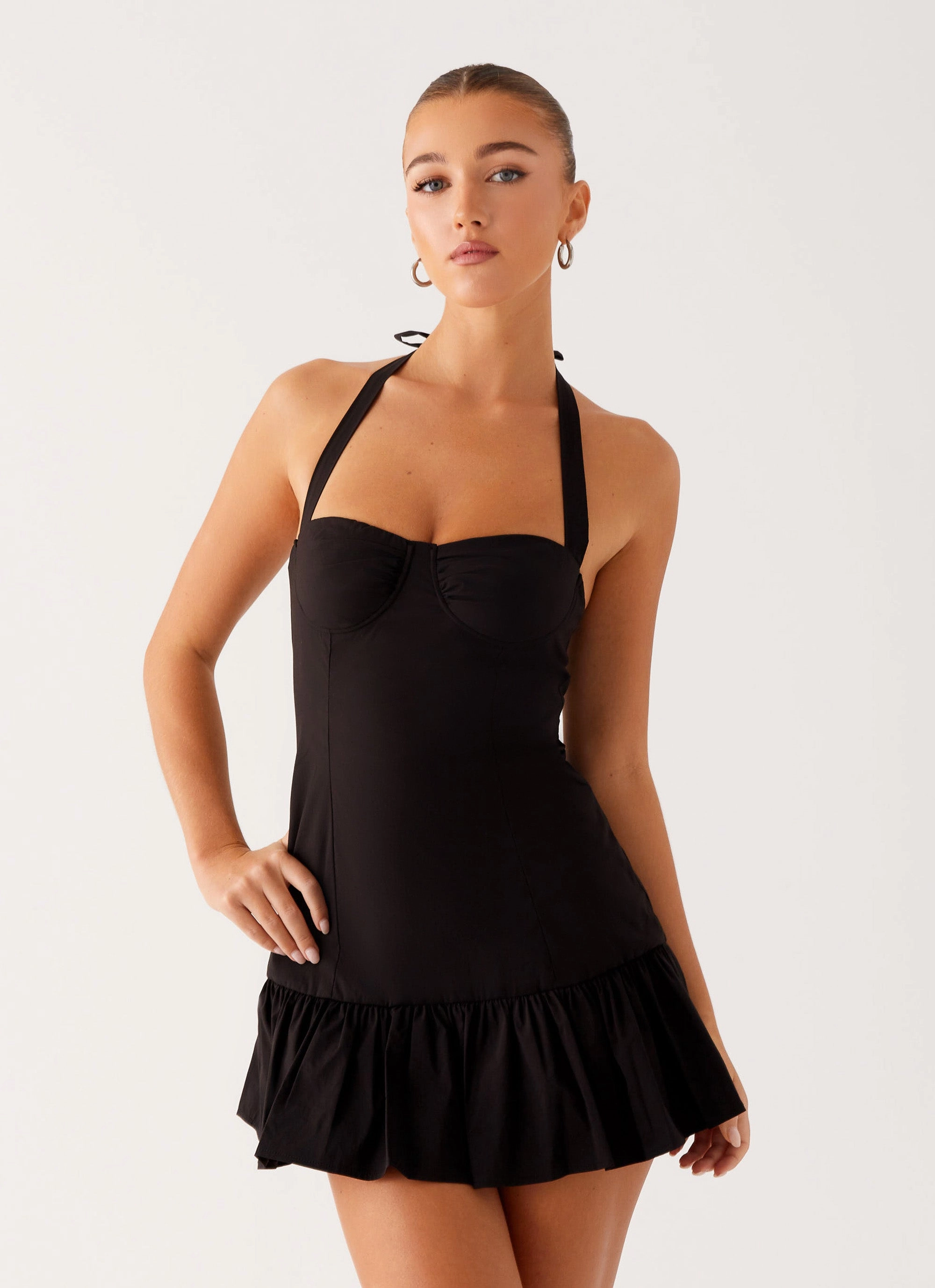 Cheryl Bustier Mini Dress - Black Soft color