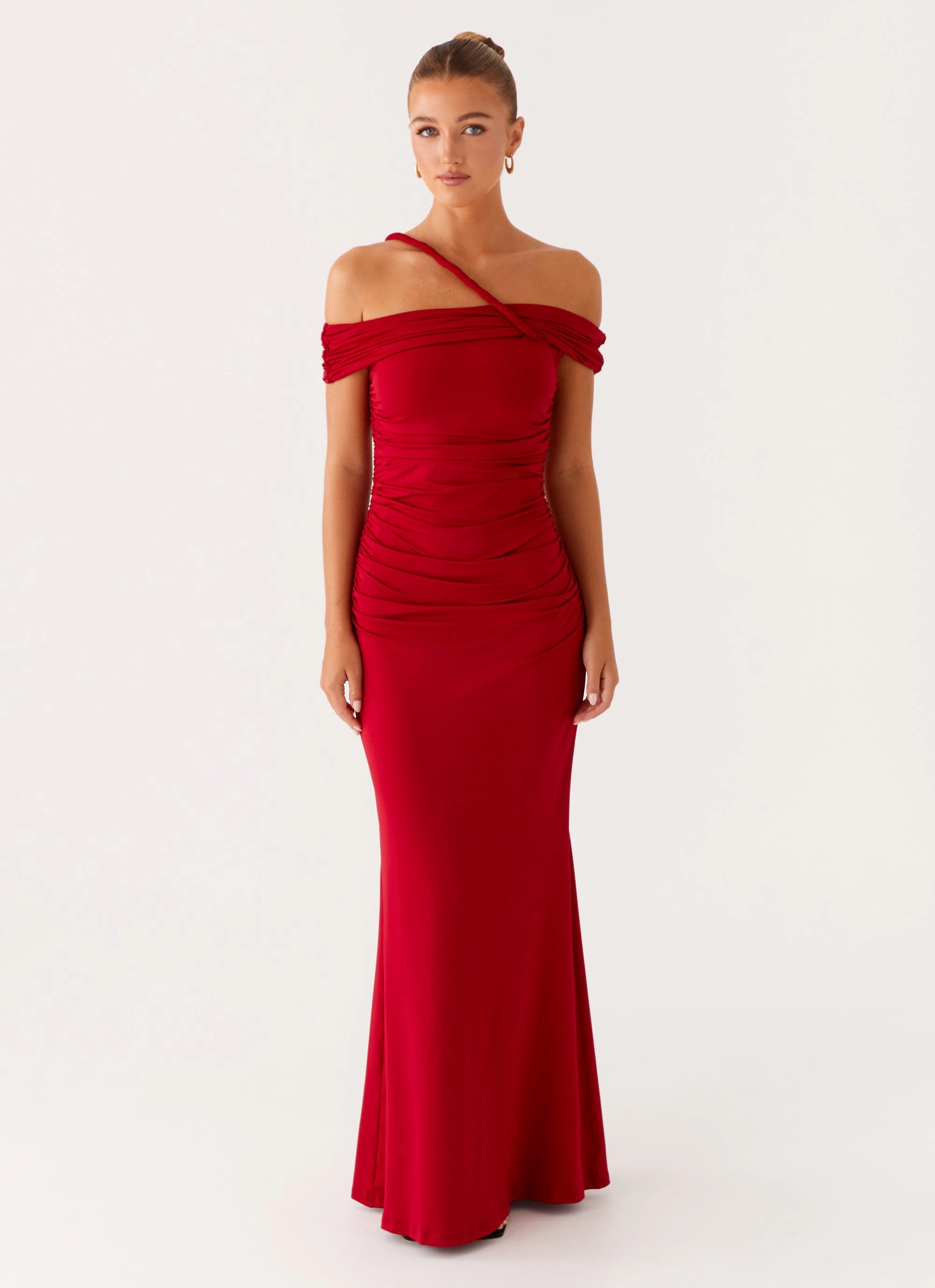 After This Maxi Dress - Raspberry Calm Texture Fitted Style