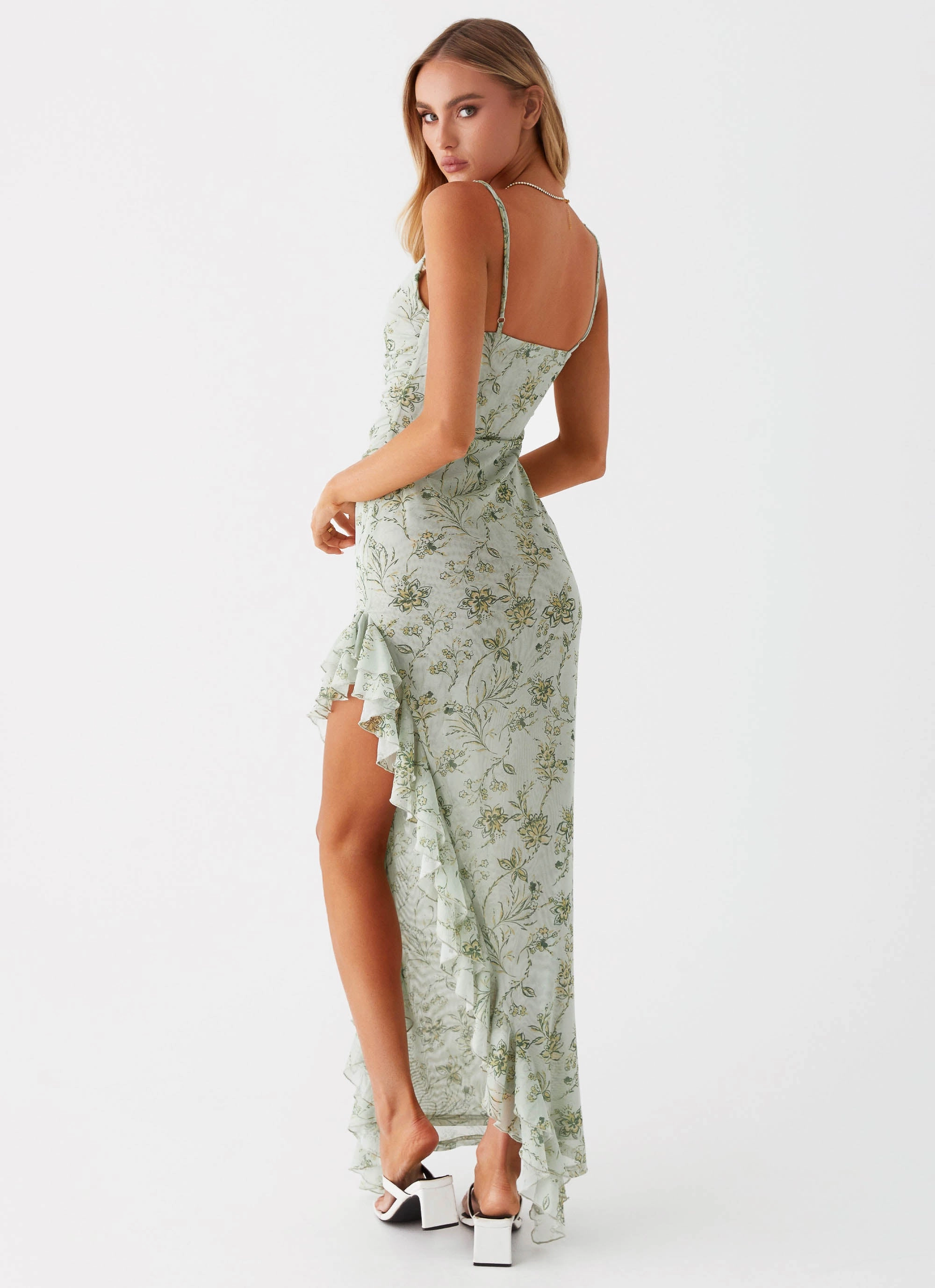 Smart and Elegant Fresh Outfit Princessa Maxi Dress - Sage Floral