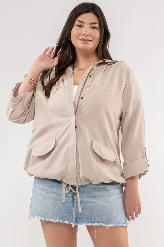 HANNAH SNAP BUTTON ZIP UP HOODIE 1XL-3XL Soft Touch Lining