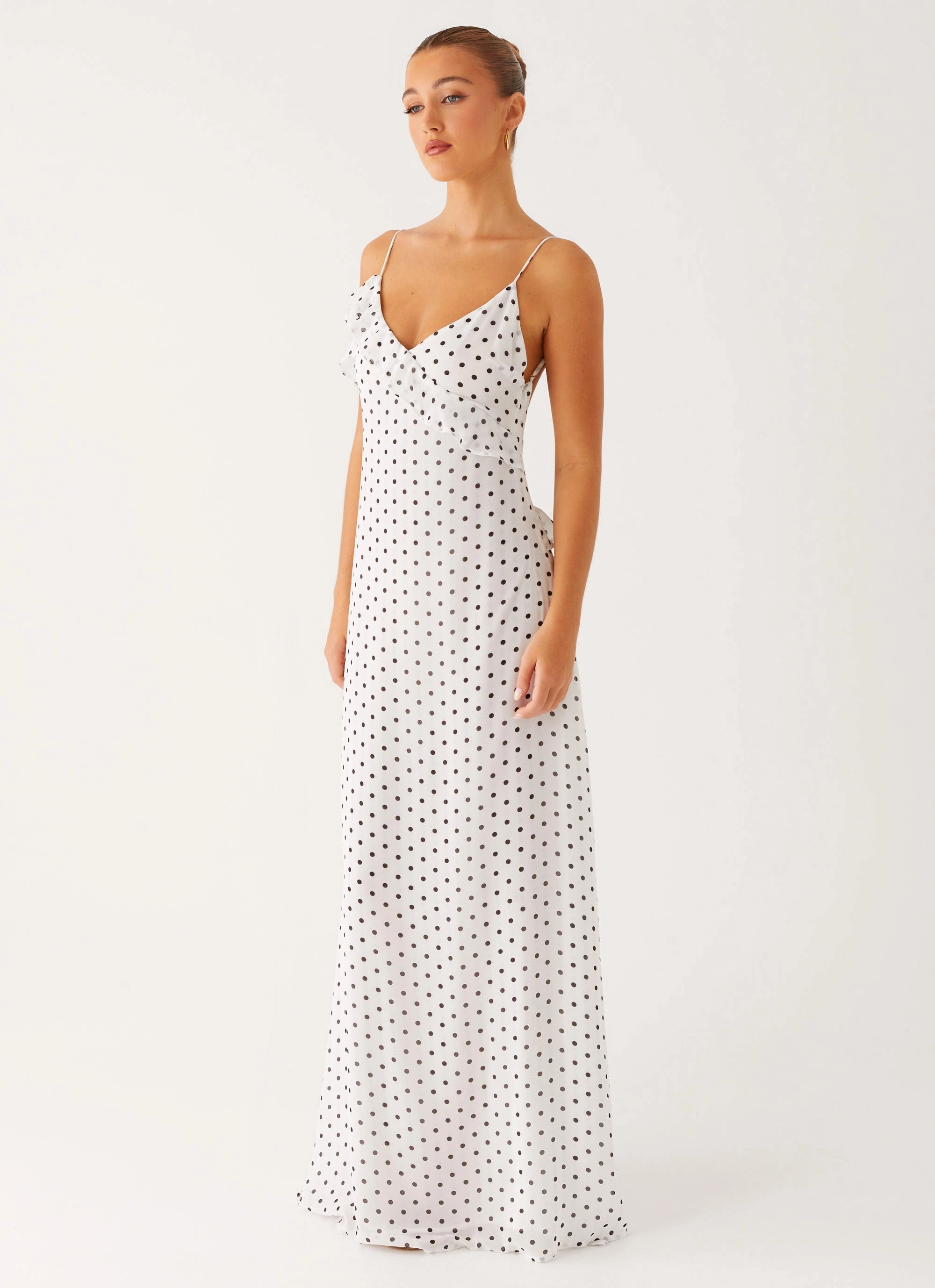 Harri Maxi Dress - White Polka Dot Life Soft Urban Line