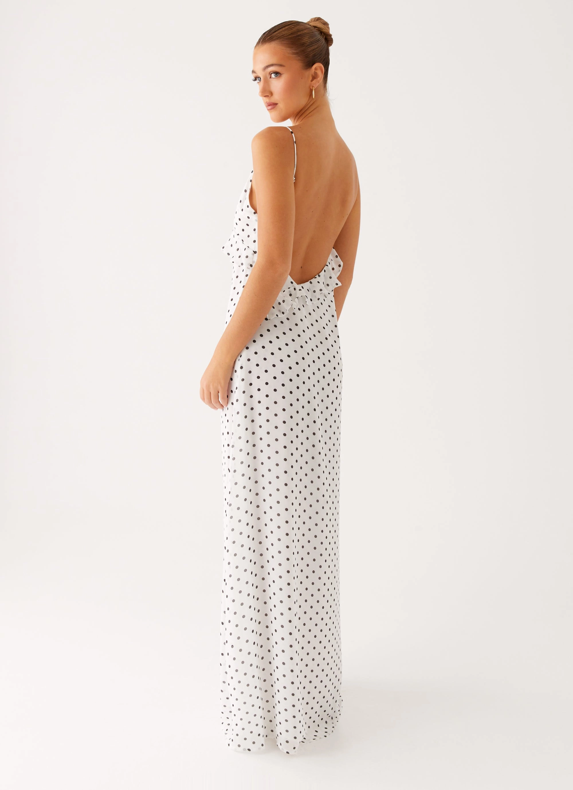 Ready Glow Harri Maxi Dress - White Polka Dot
