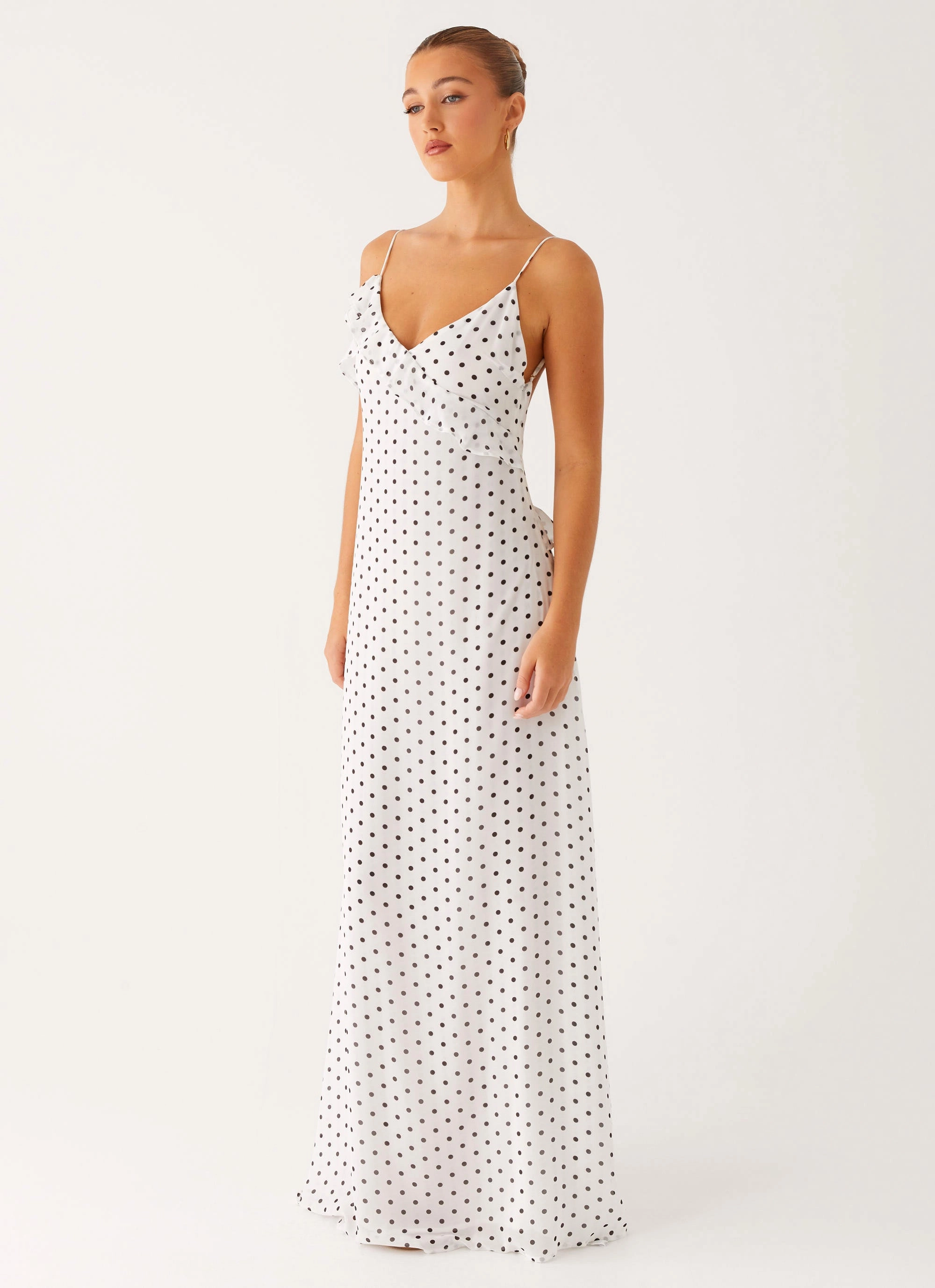 Sophisticated Fit Harri Maxi Dress - White Polka Dot