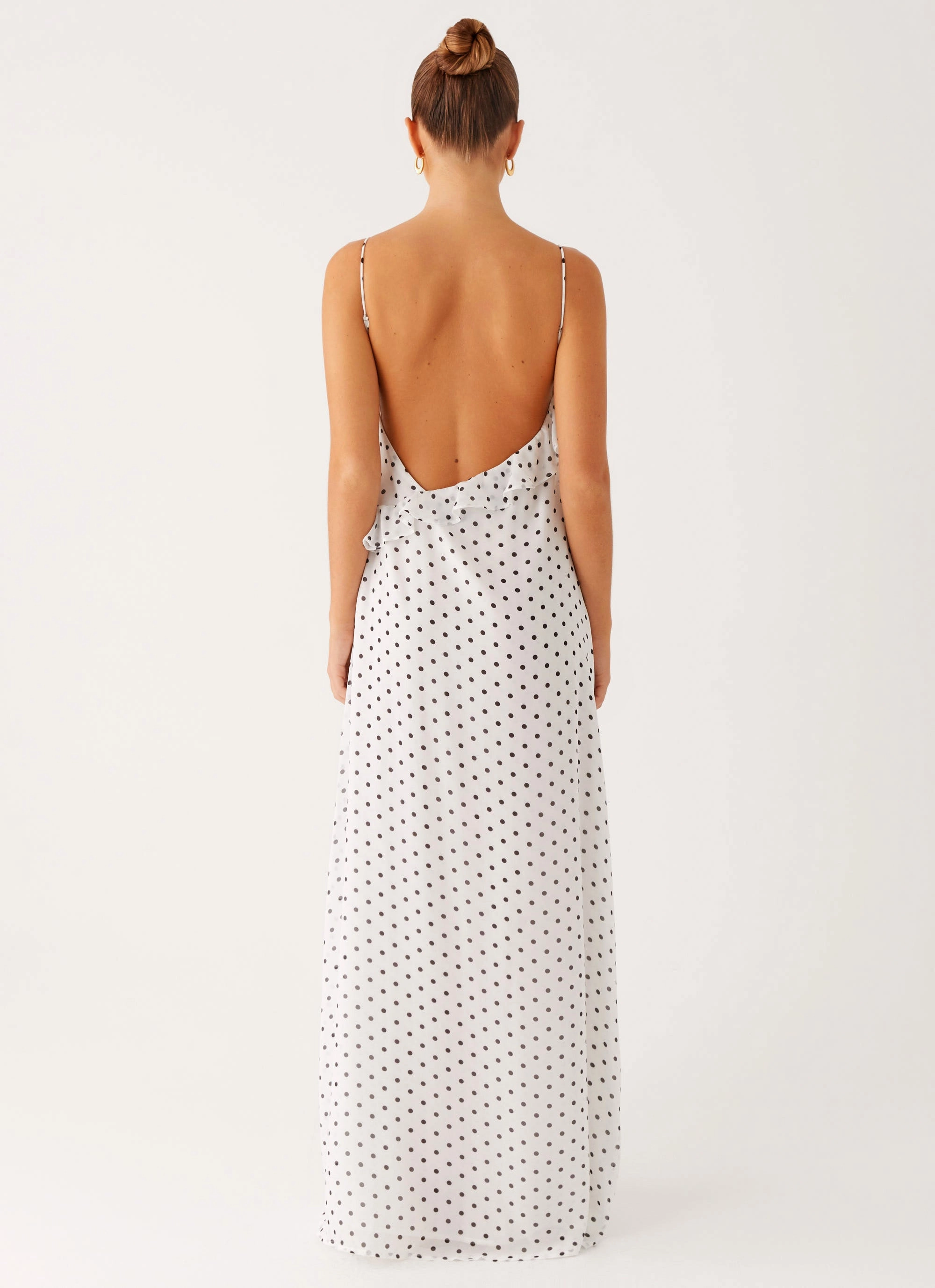 Fashionable Touch Sheer Overlay Harri Maxi Dress - White Polka Dot