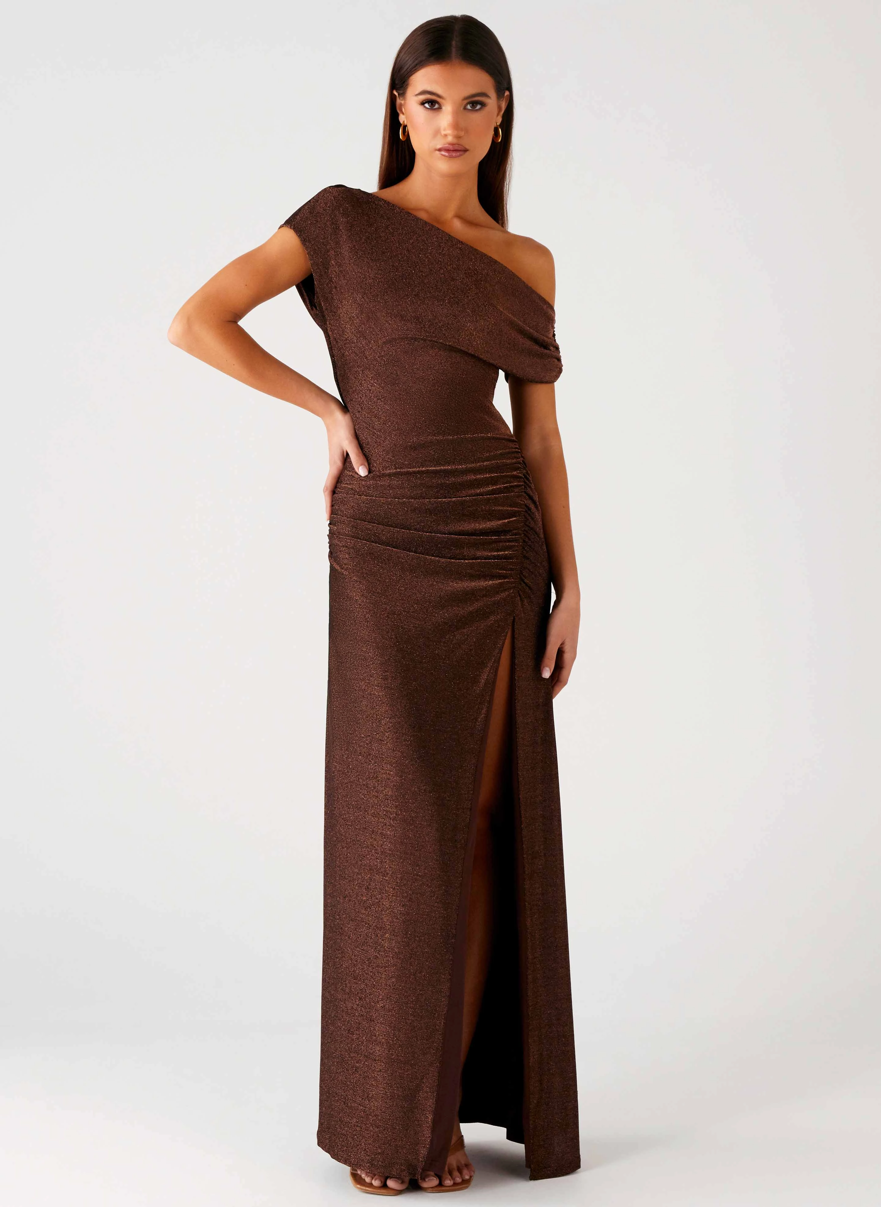 Lightweight warm-weather dress Theater-Night Harvest Moon Maxi Dress - Chocolate