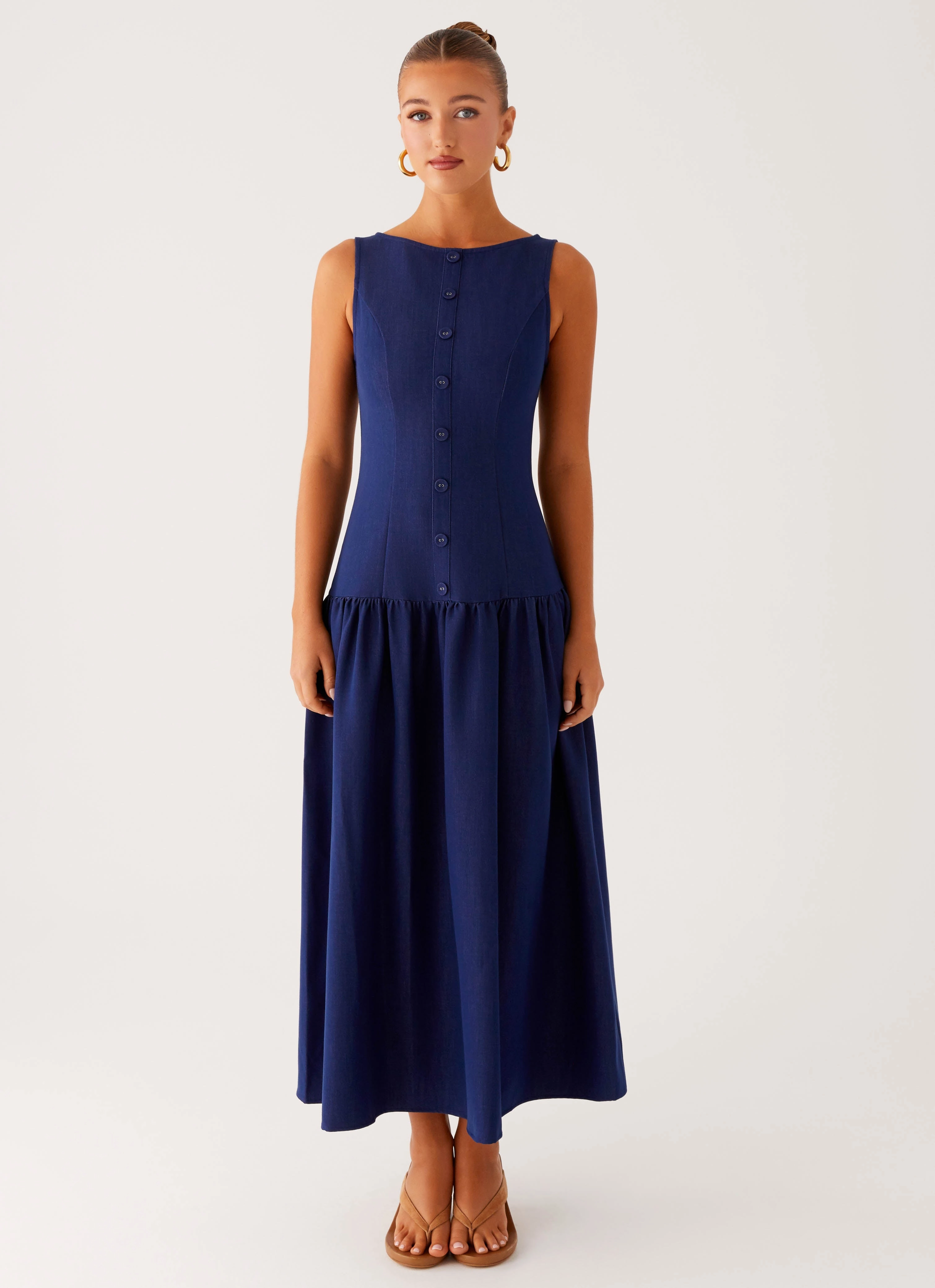 Hayes Denim Midi Dress - Indigo Bohemian-Style Style Blend