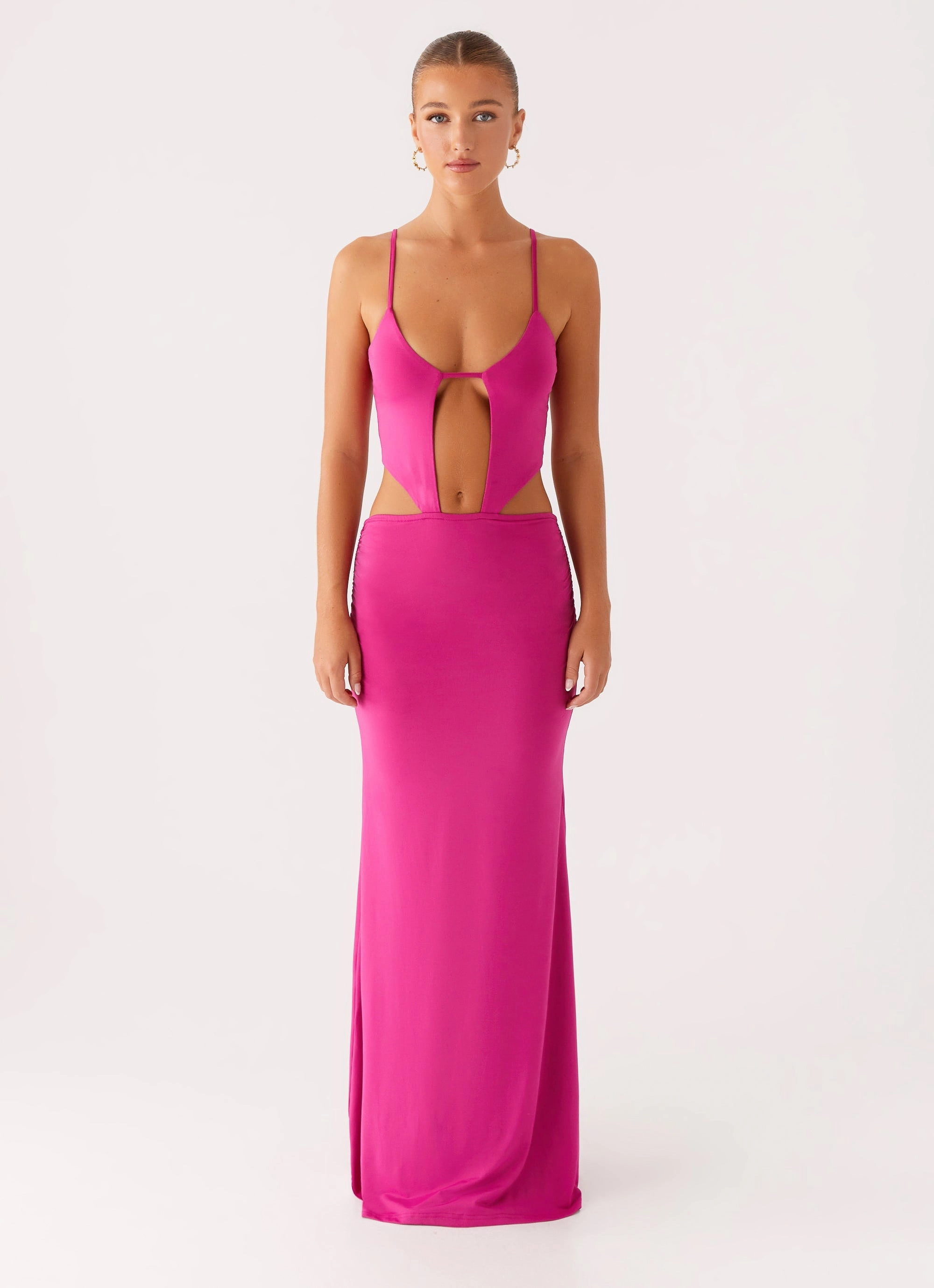Headliner Maxi Dress - Fuchsia Minimal Core Neat Stitch